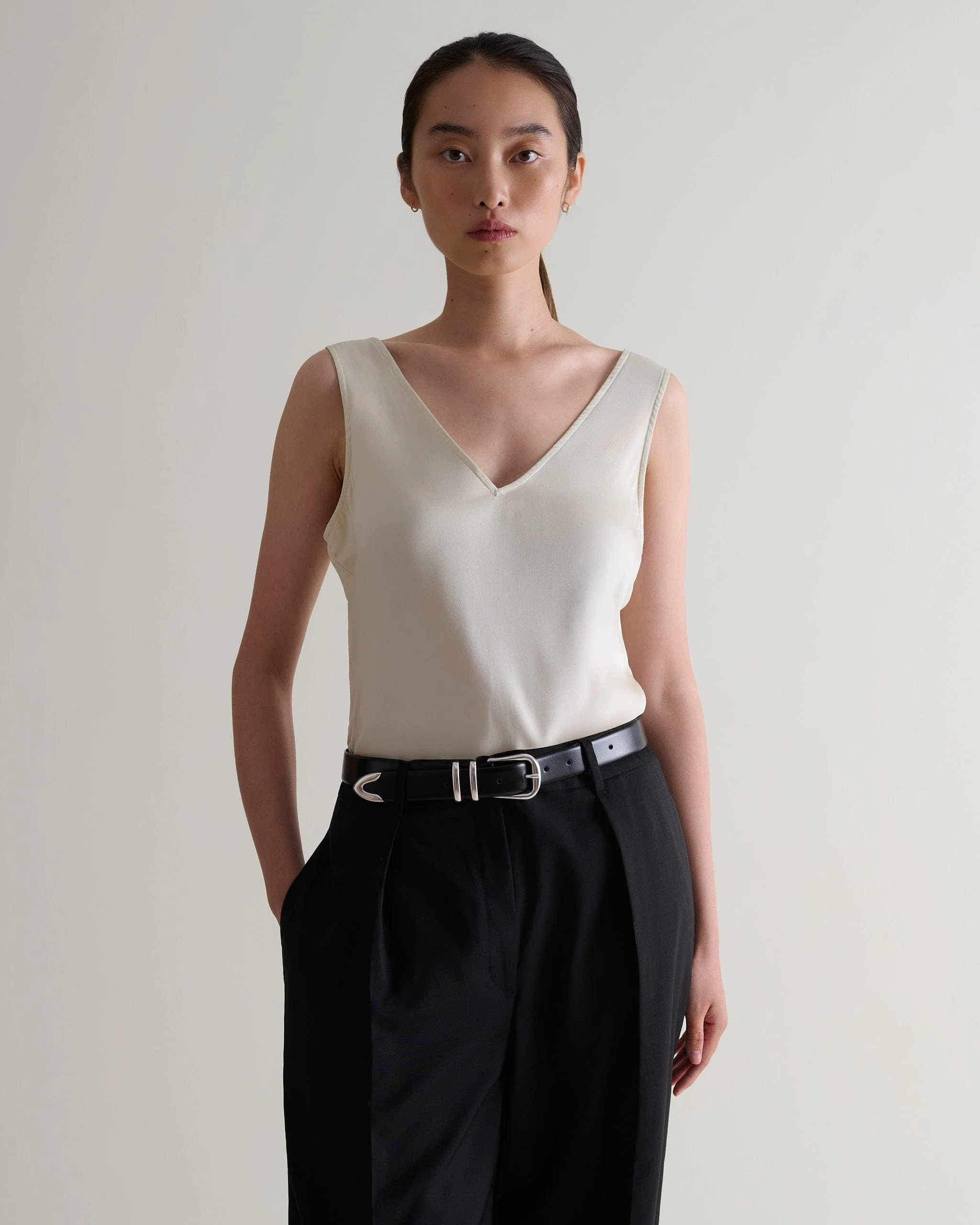 Women's Easy-Silk Sleeveless Top - Alabaster - Image 4