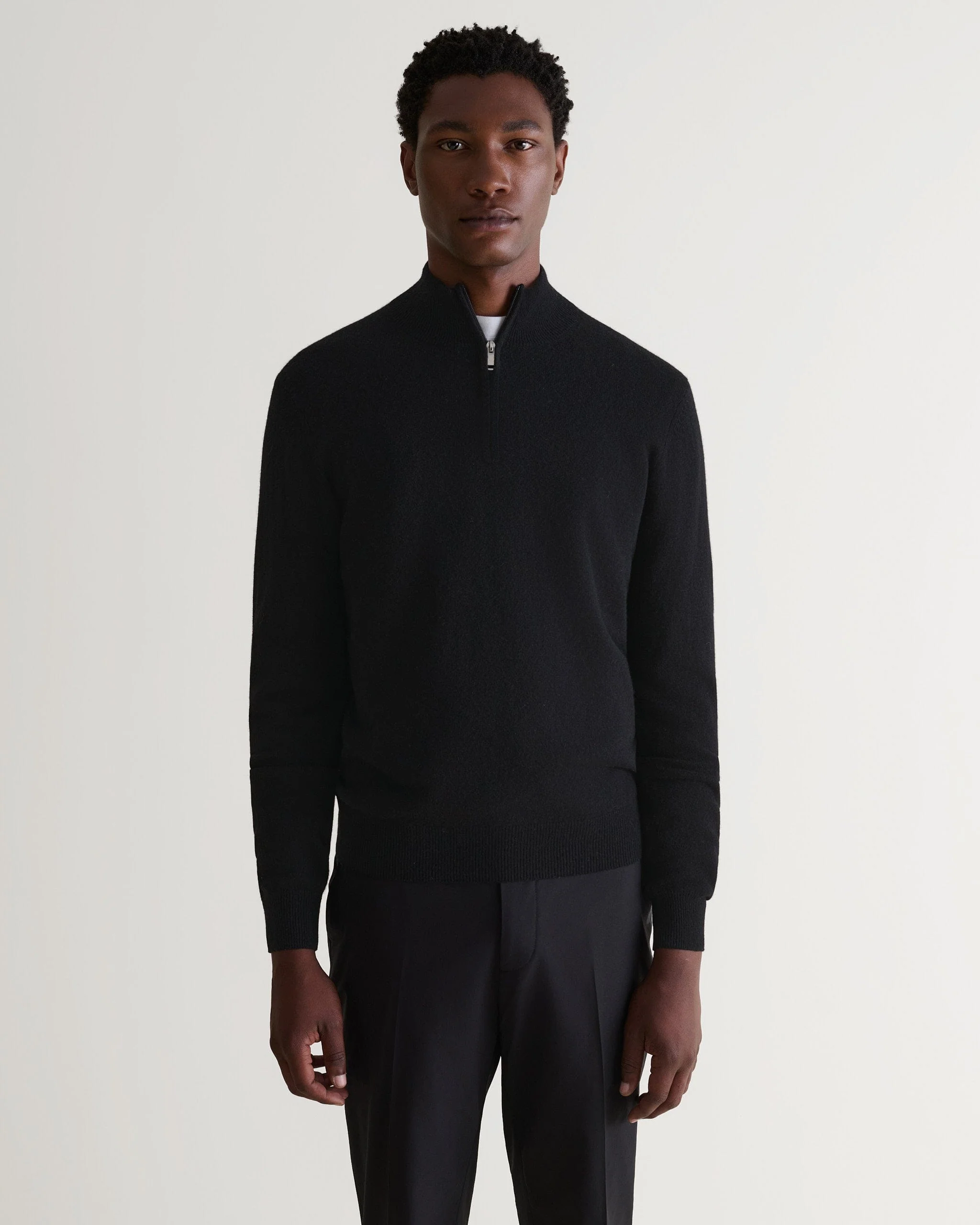 Men's Finest Cashmere 1/4 Zip Jumper - Black - Image 4