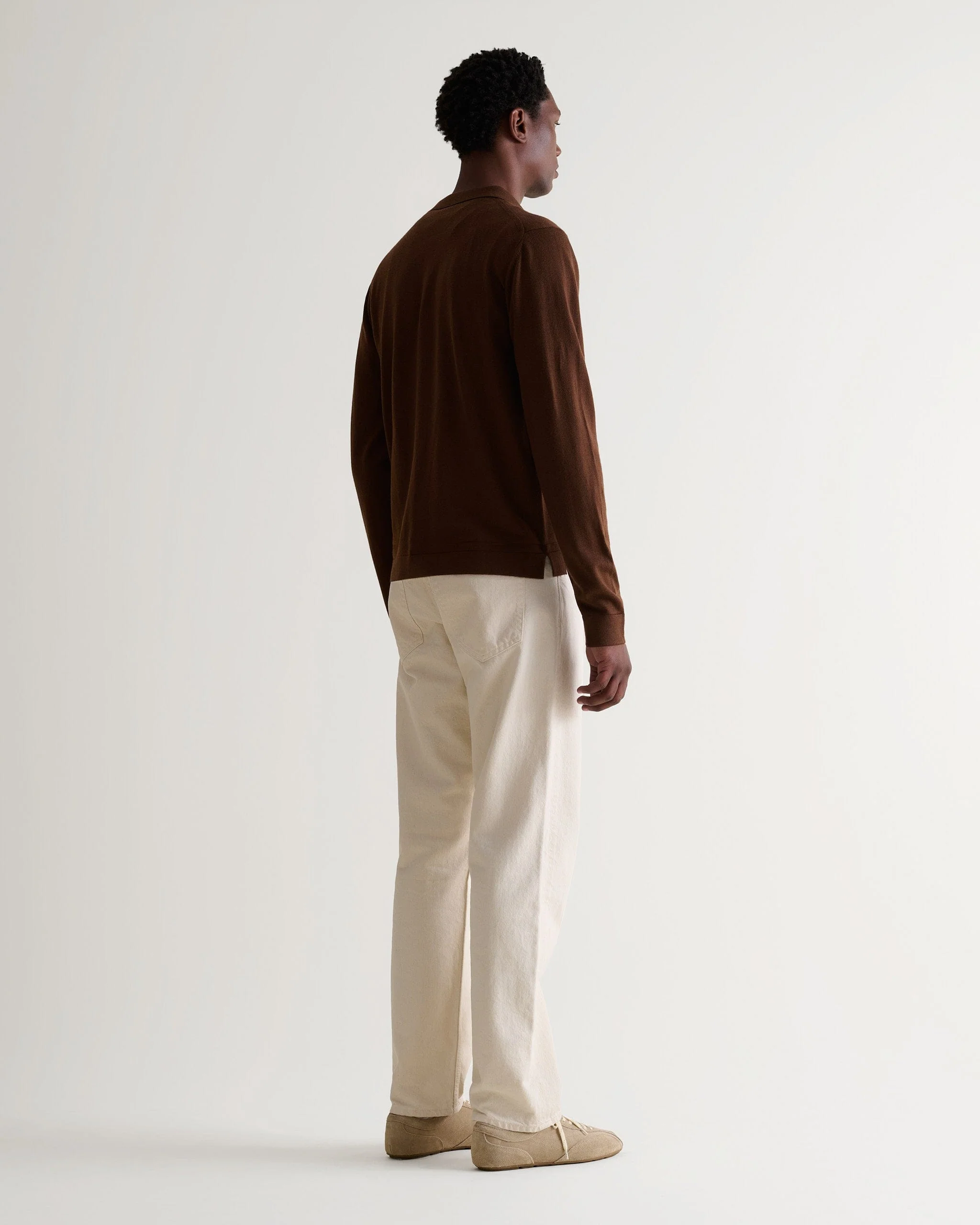 Men's Fine Merino Knit Shirt - Chestnut - Image 3
