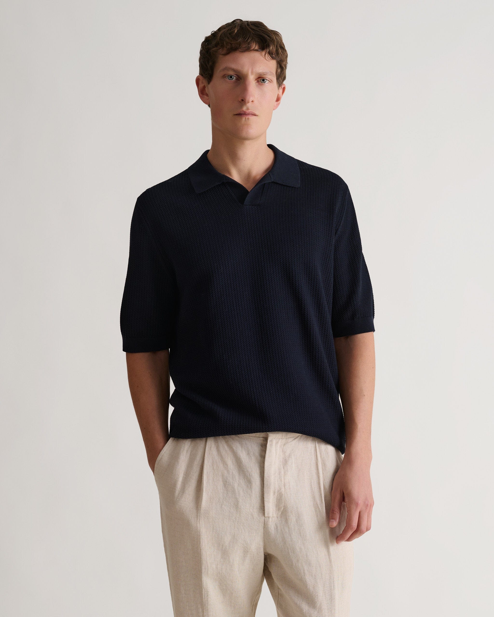 Men's Cotton Textured Knit Polo - Image 3