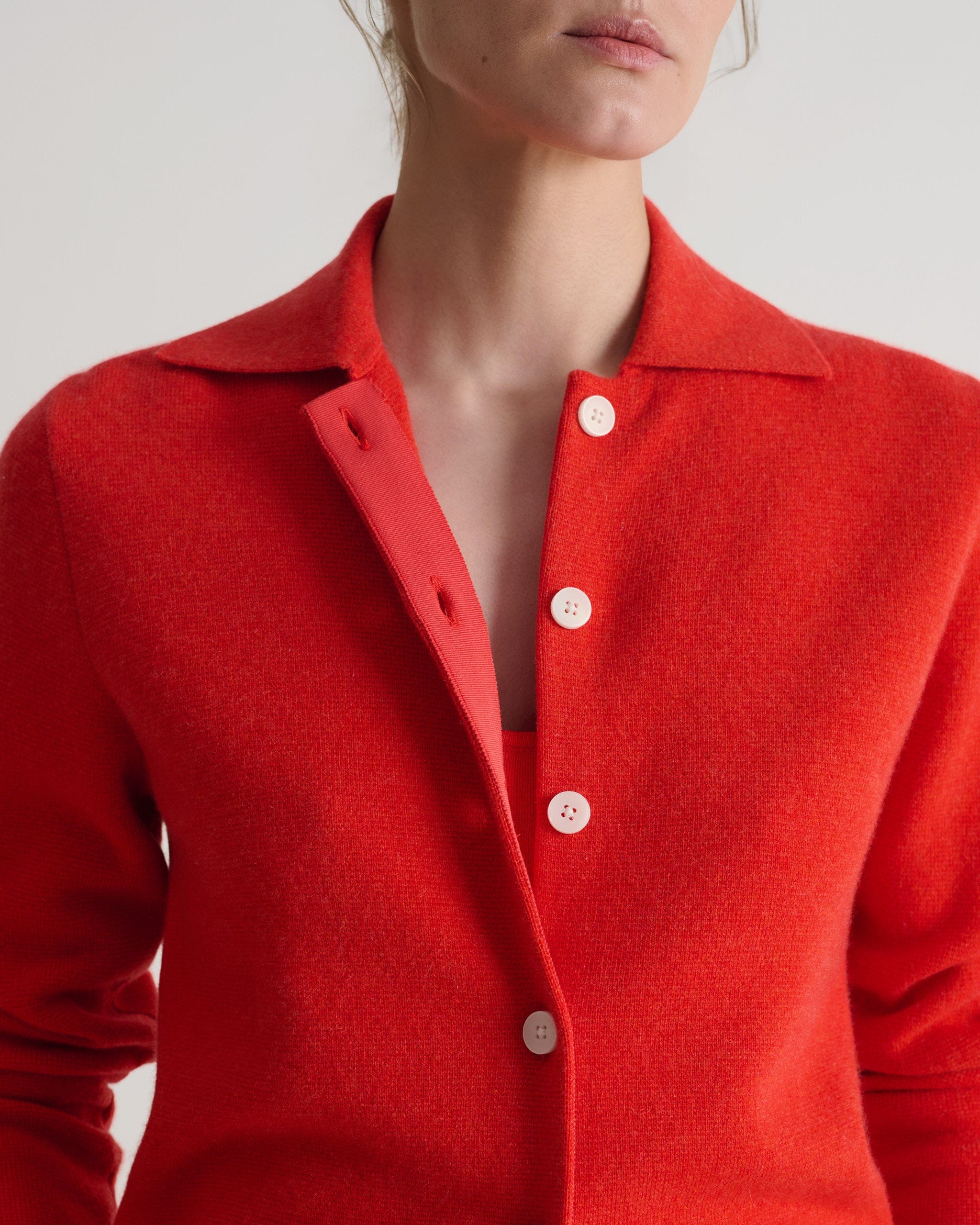 Women's Finest Cashmere Knit Jacket - Poppy - Image 5