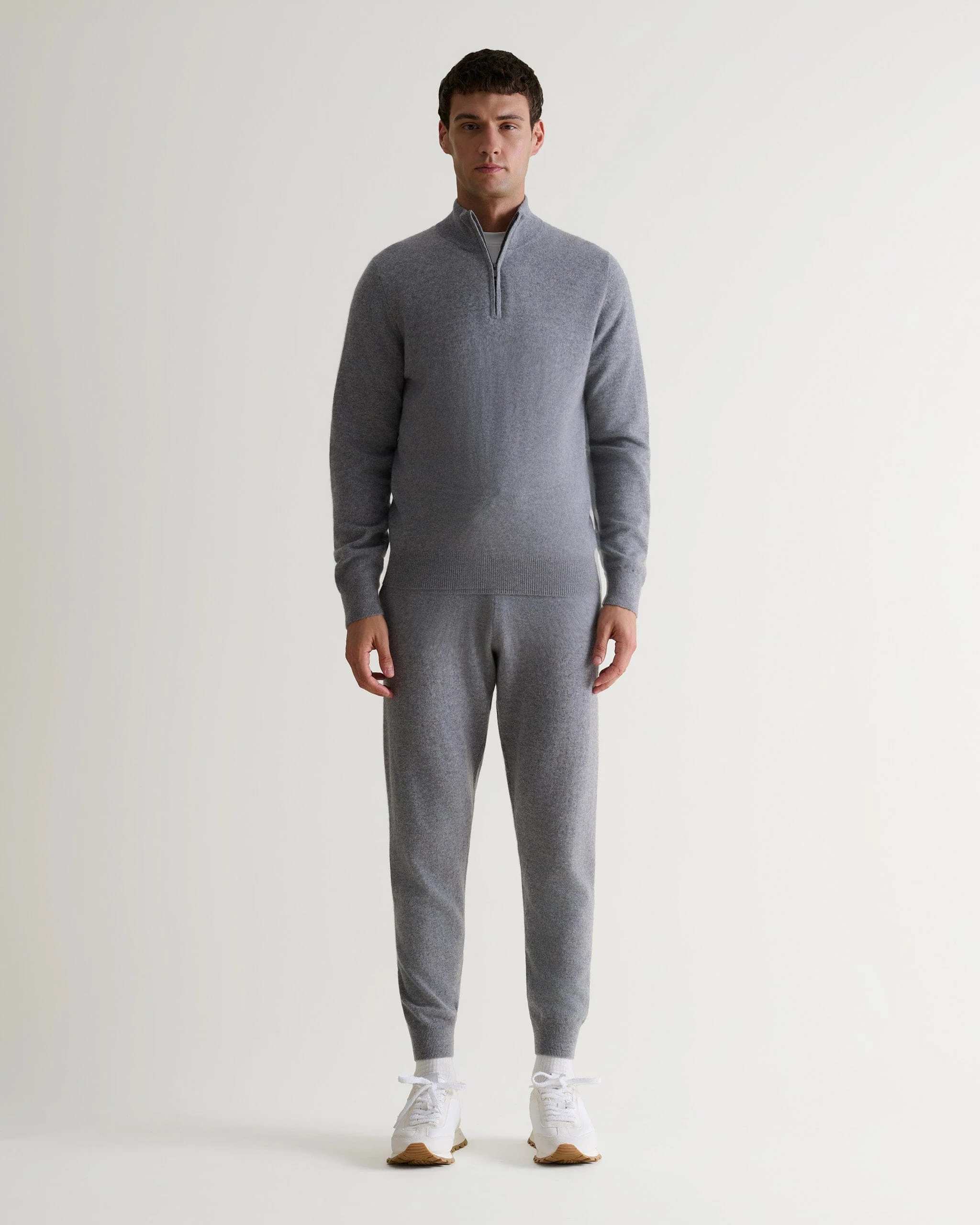 Men's Finest Cashmere 1/4 Zip Jumper - Grey - Image 3