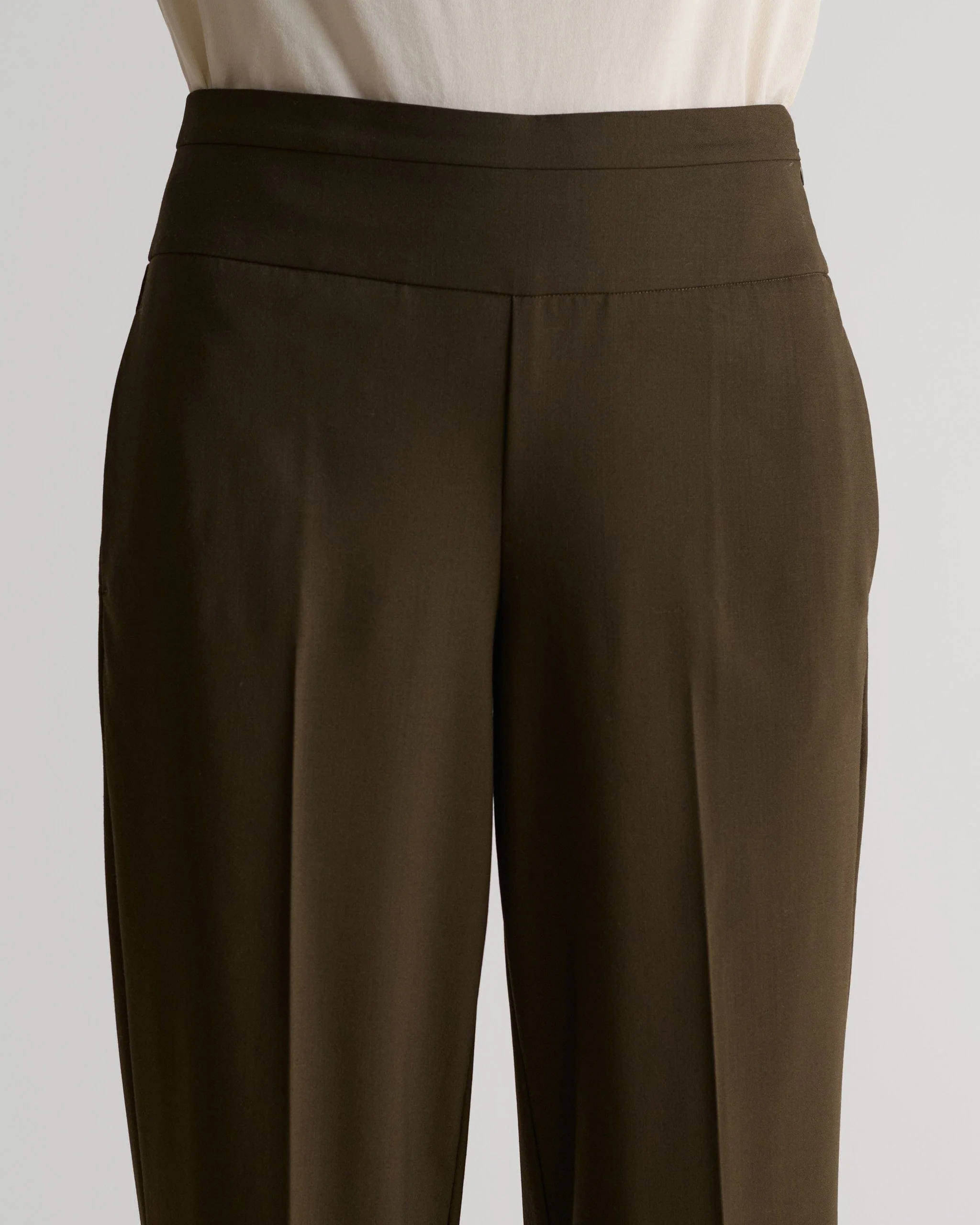 Women's Tropical Wool Wide Leg Trousers - Herb - Image 6