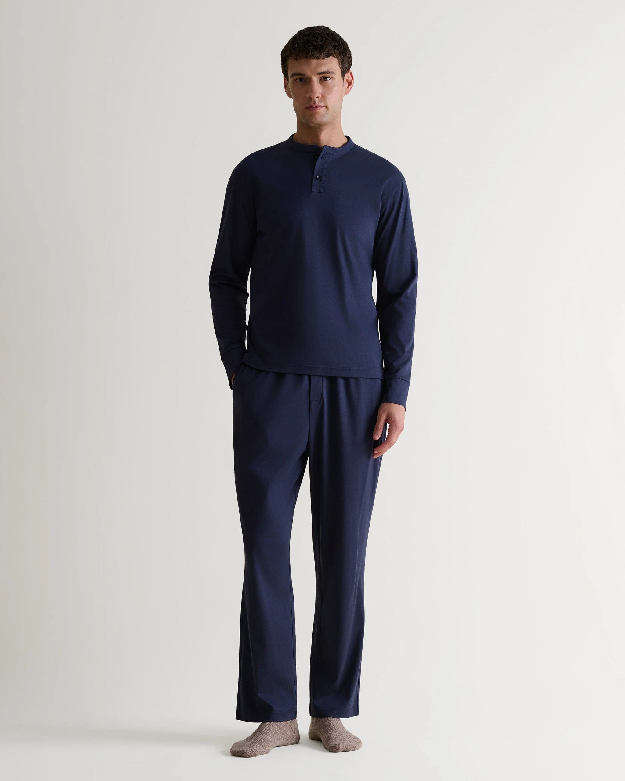 Men's Organic Cotton Pyjama Top - Indigo