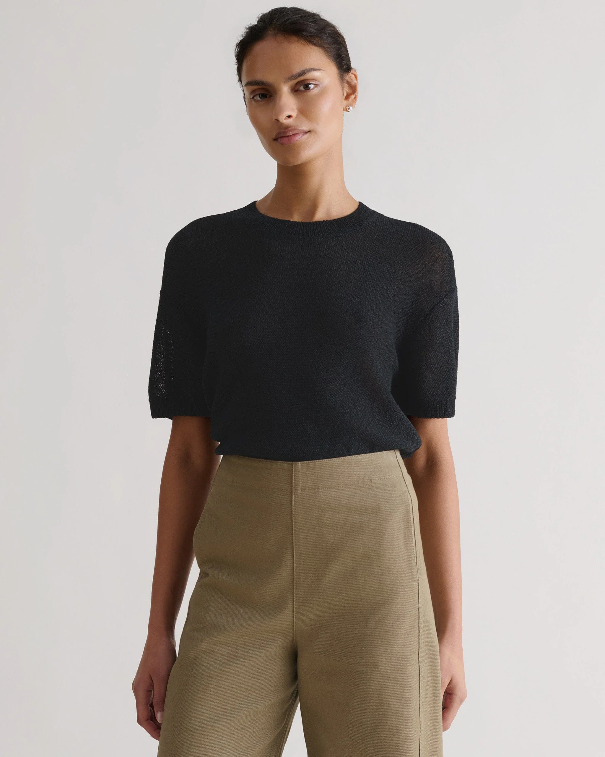 Women's Japanese Paper Yarn T-shirt - Black - Image 3