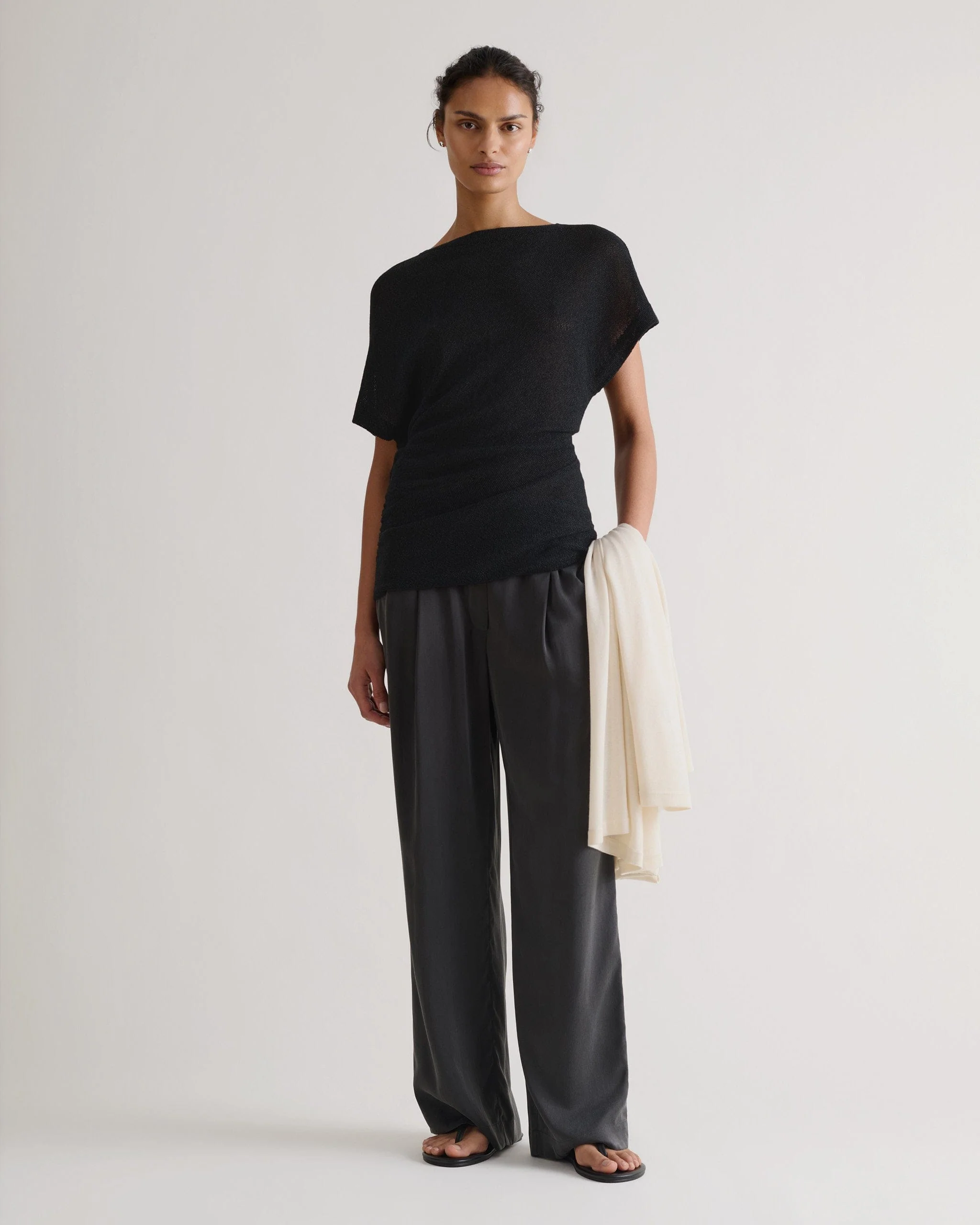 Women's Japanese Paper Yarn Twist Top - Black - Image 6