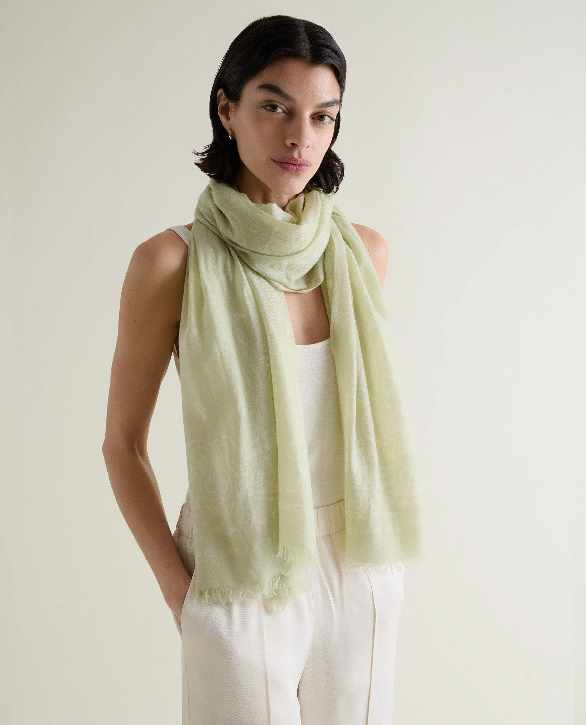 Lightweight Cashmere Scarf With Bandana & Ampersand Print - Image 9