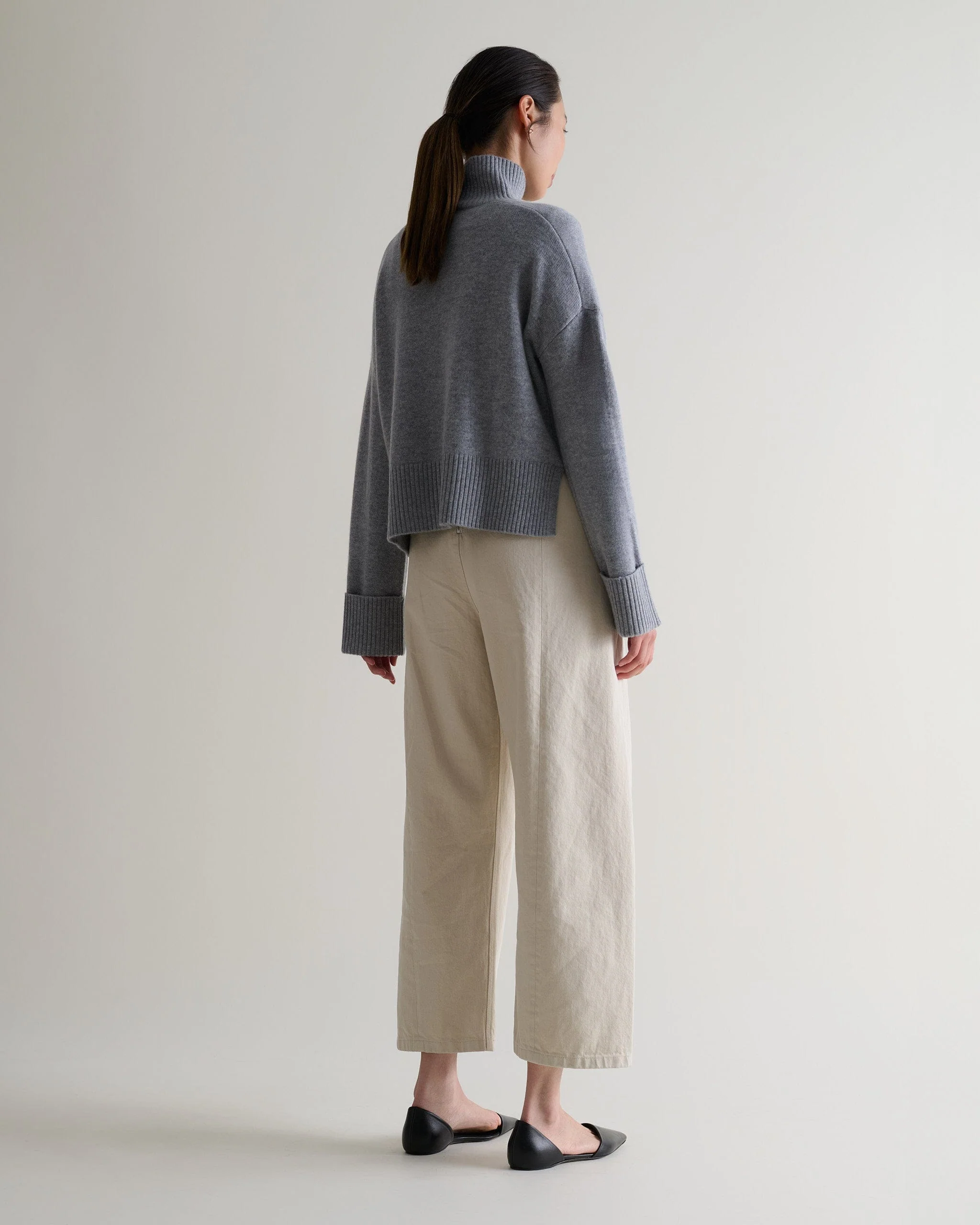 Women's Cashmere Merino High Neck Jumper - Medium Grey - Image 3