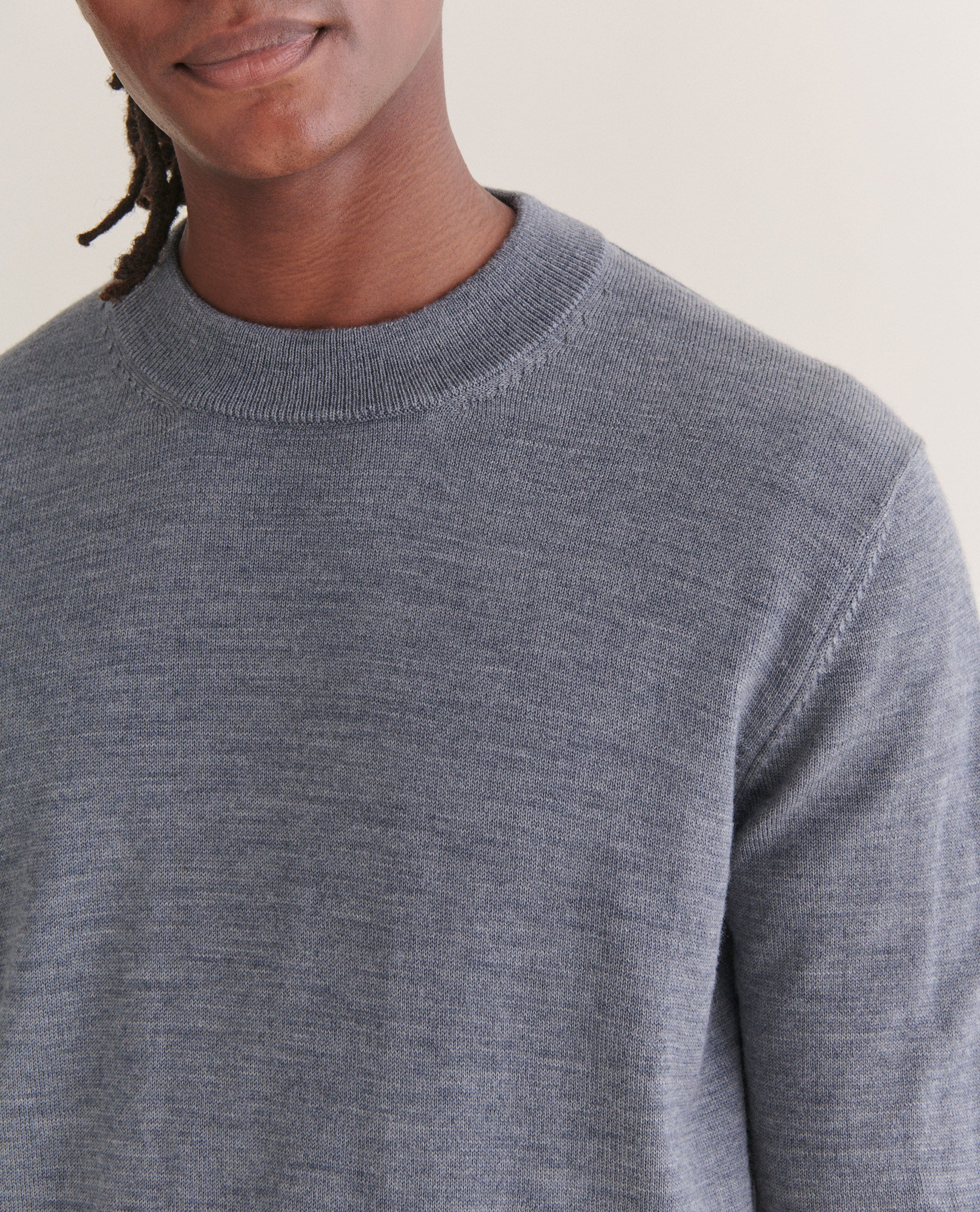 Men's Merino Mid-Weight Crew Neck Jumper - Medium Grey - Image 4