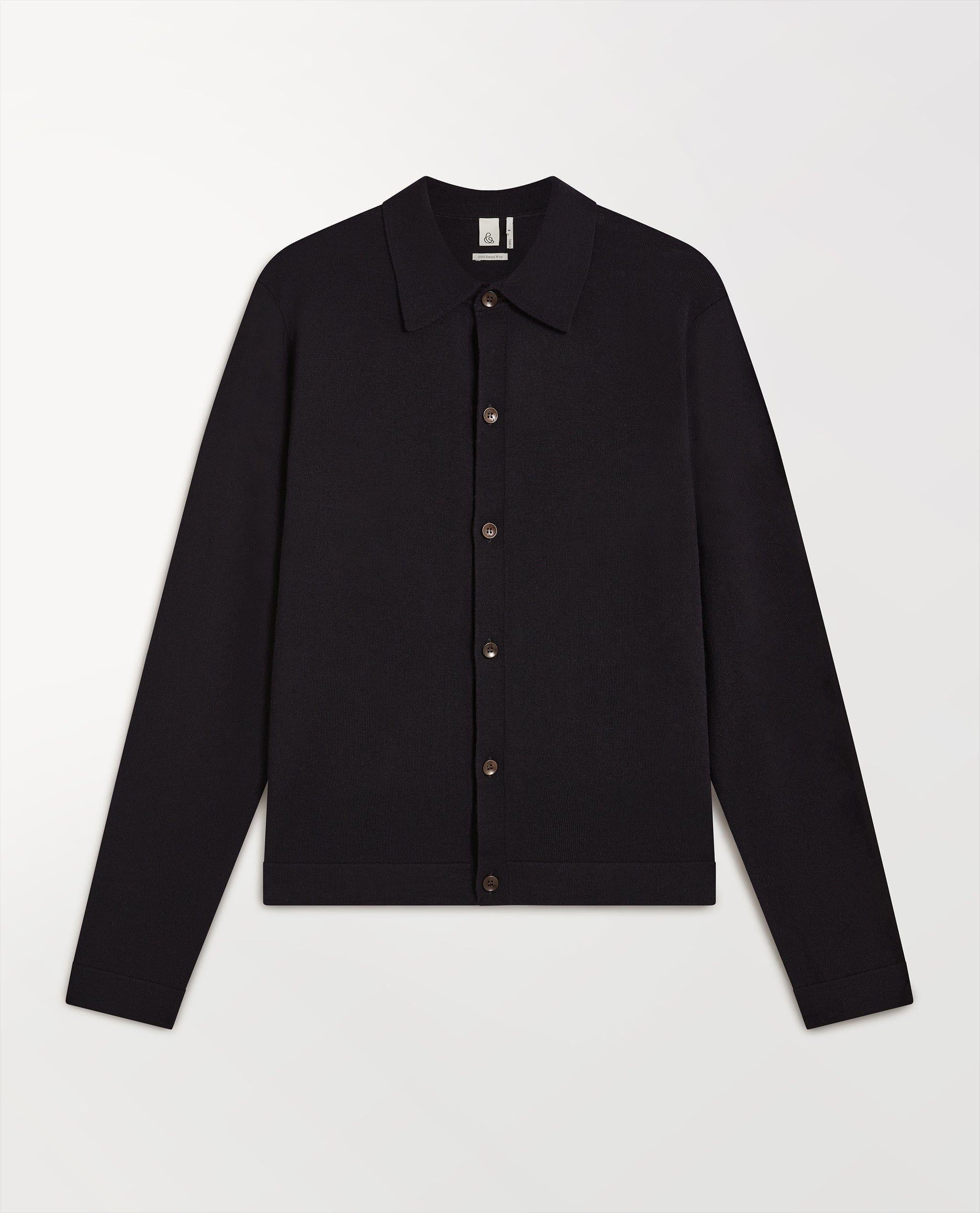 Men's Fine Merino Knit Shirt - Navy - Image 2