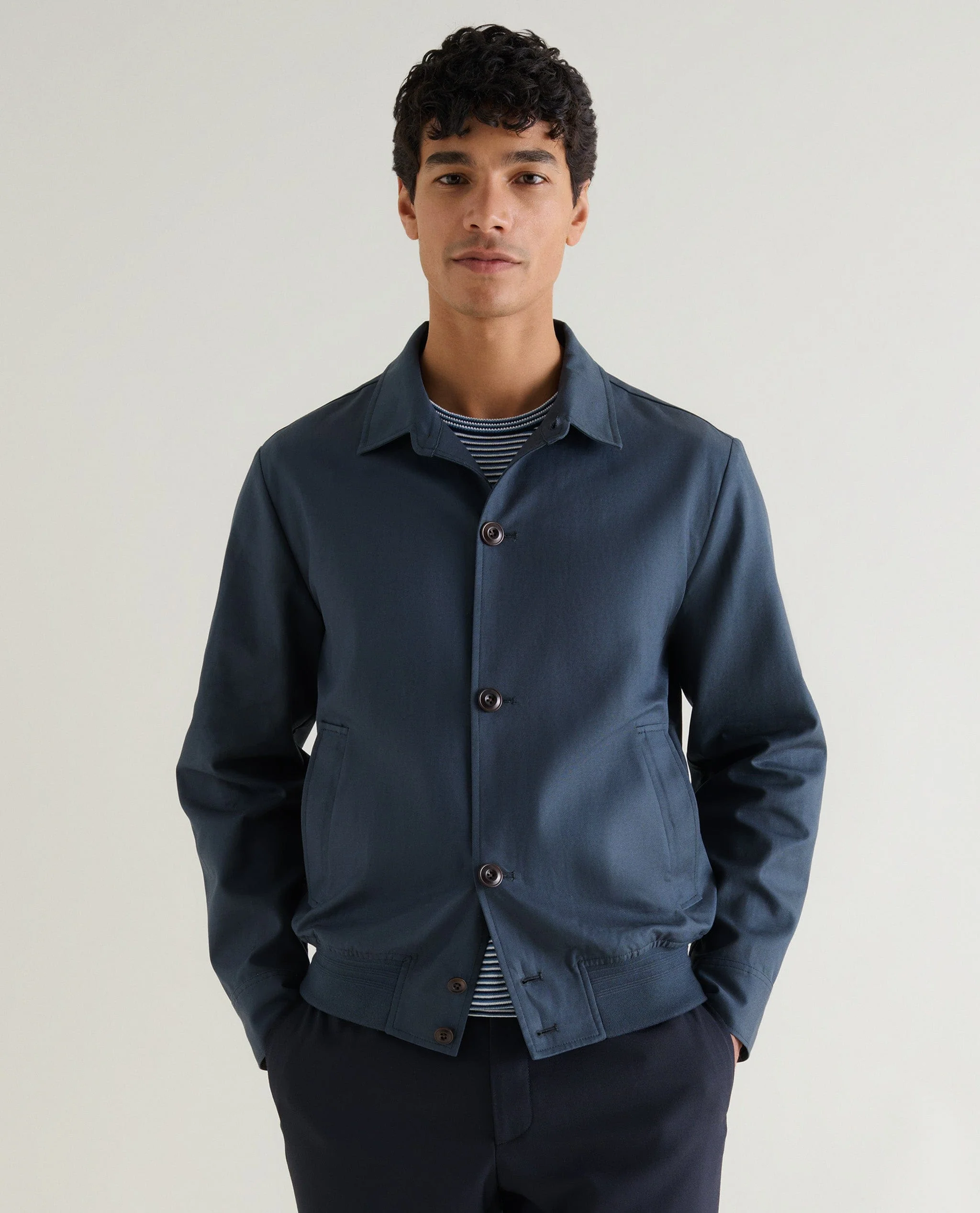 Men's French Linen Bomber Jacket