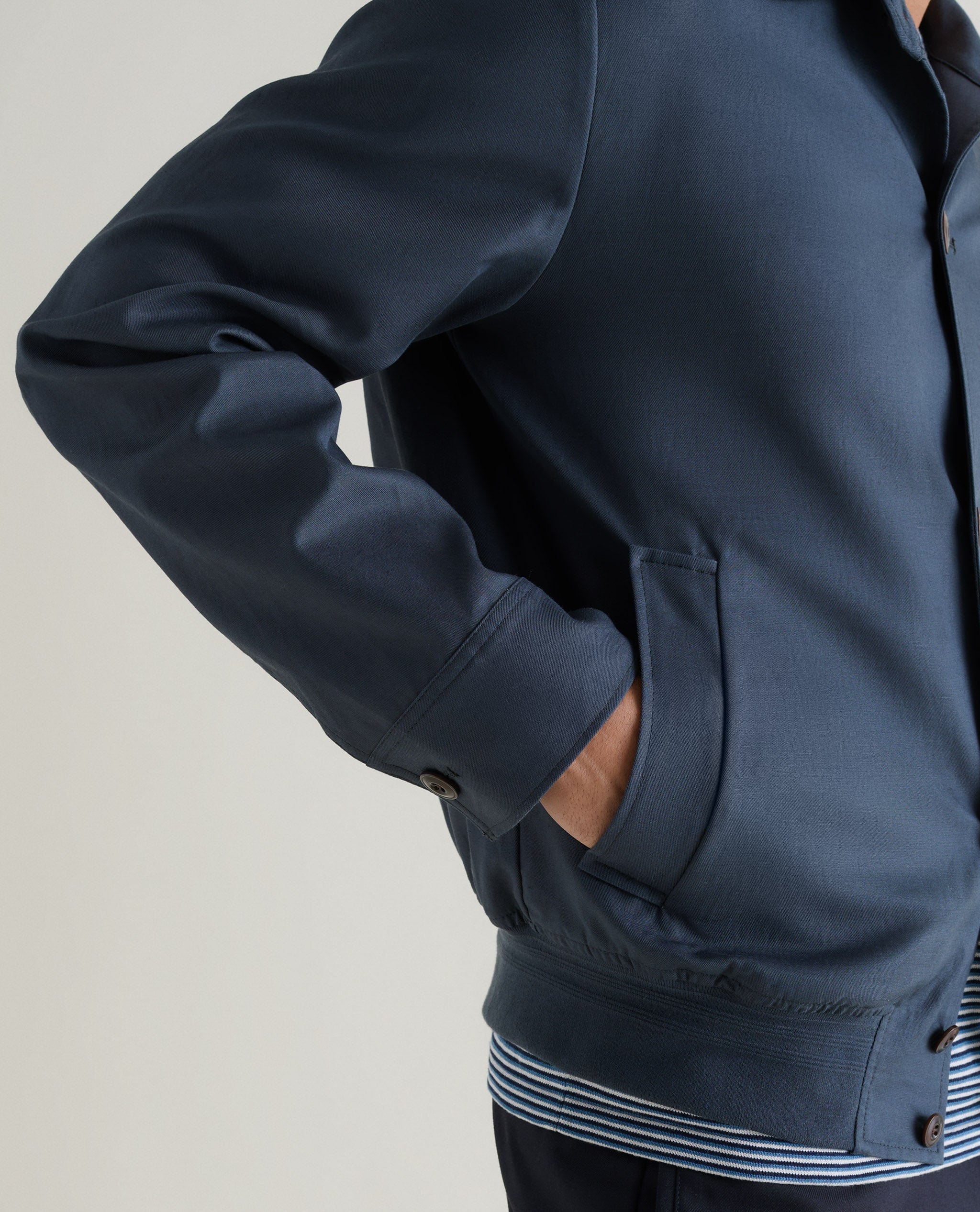 Men's French Linen Bomber Jacket - Image 3