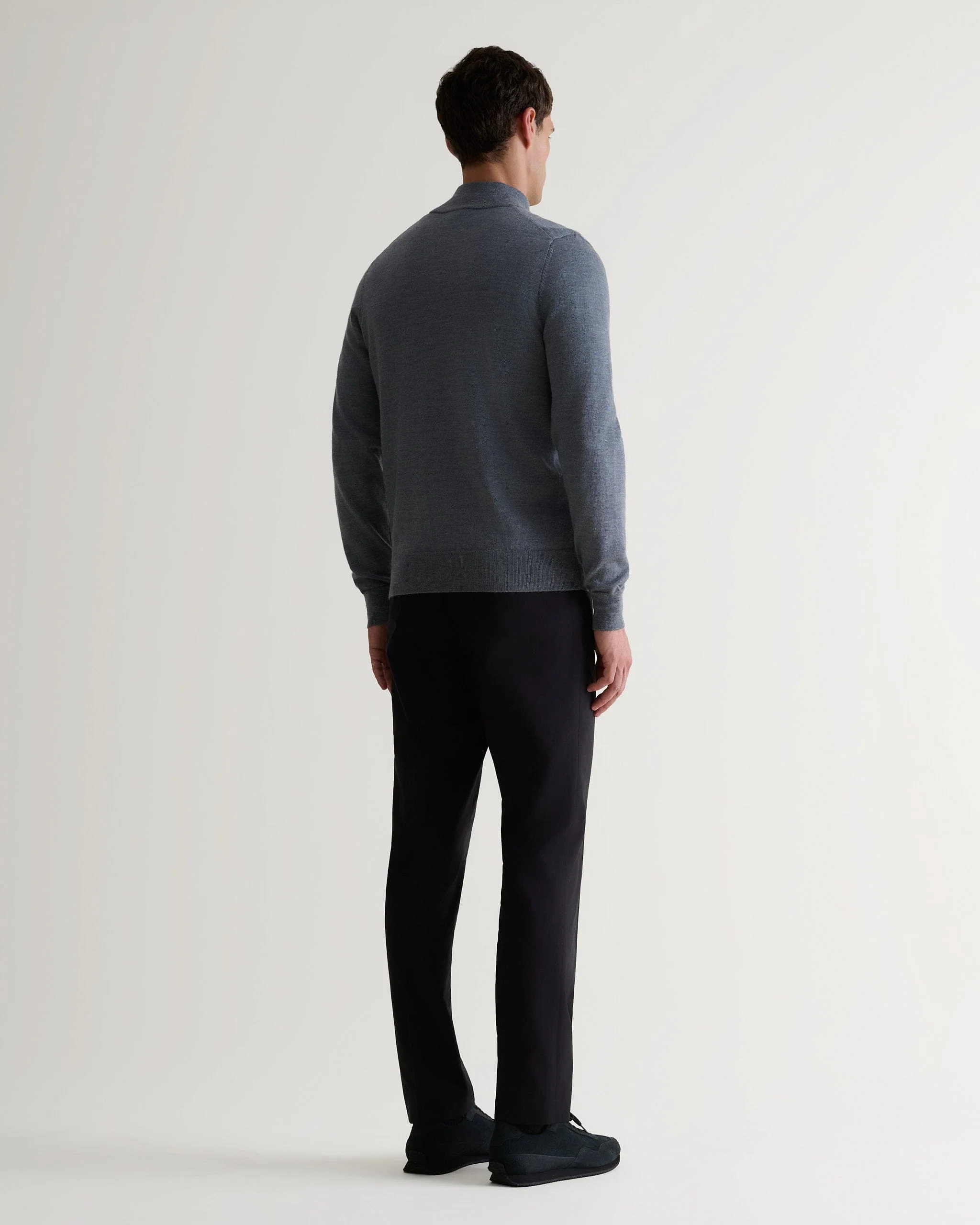 Men's Fine Merino 1/4 Zip Jumper - Grey - Image 3