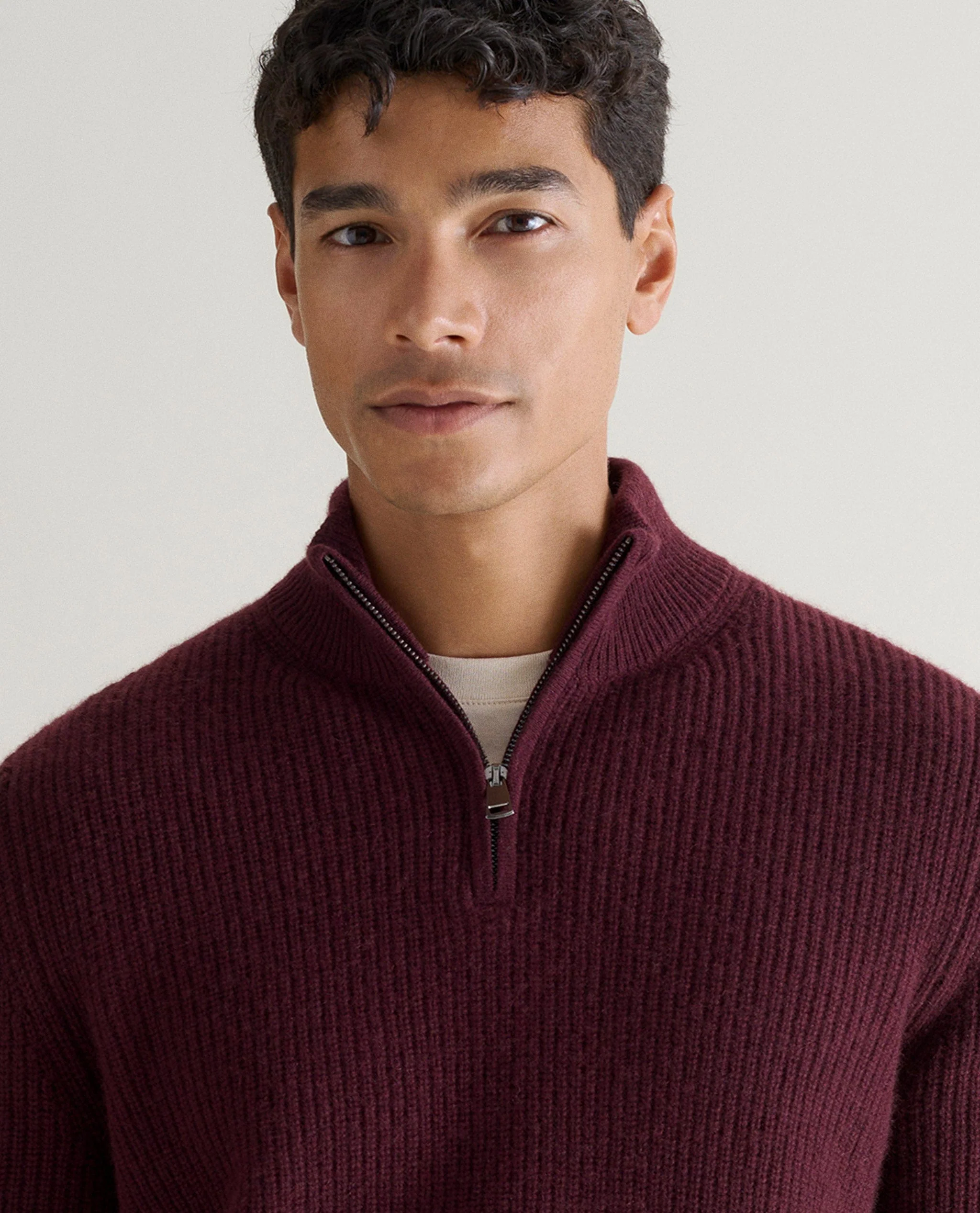 Men's Cashmere Merino Fishermans Rib 1/4 Zip Jumper - Image 24