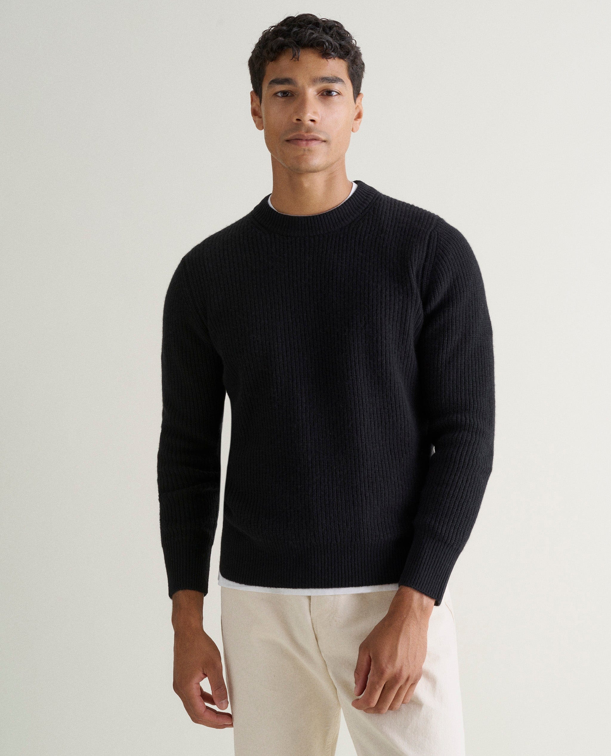 Men's Cashmere Merino Fishermans Rib Crew Neck Jumper - Image 15
