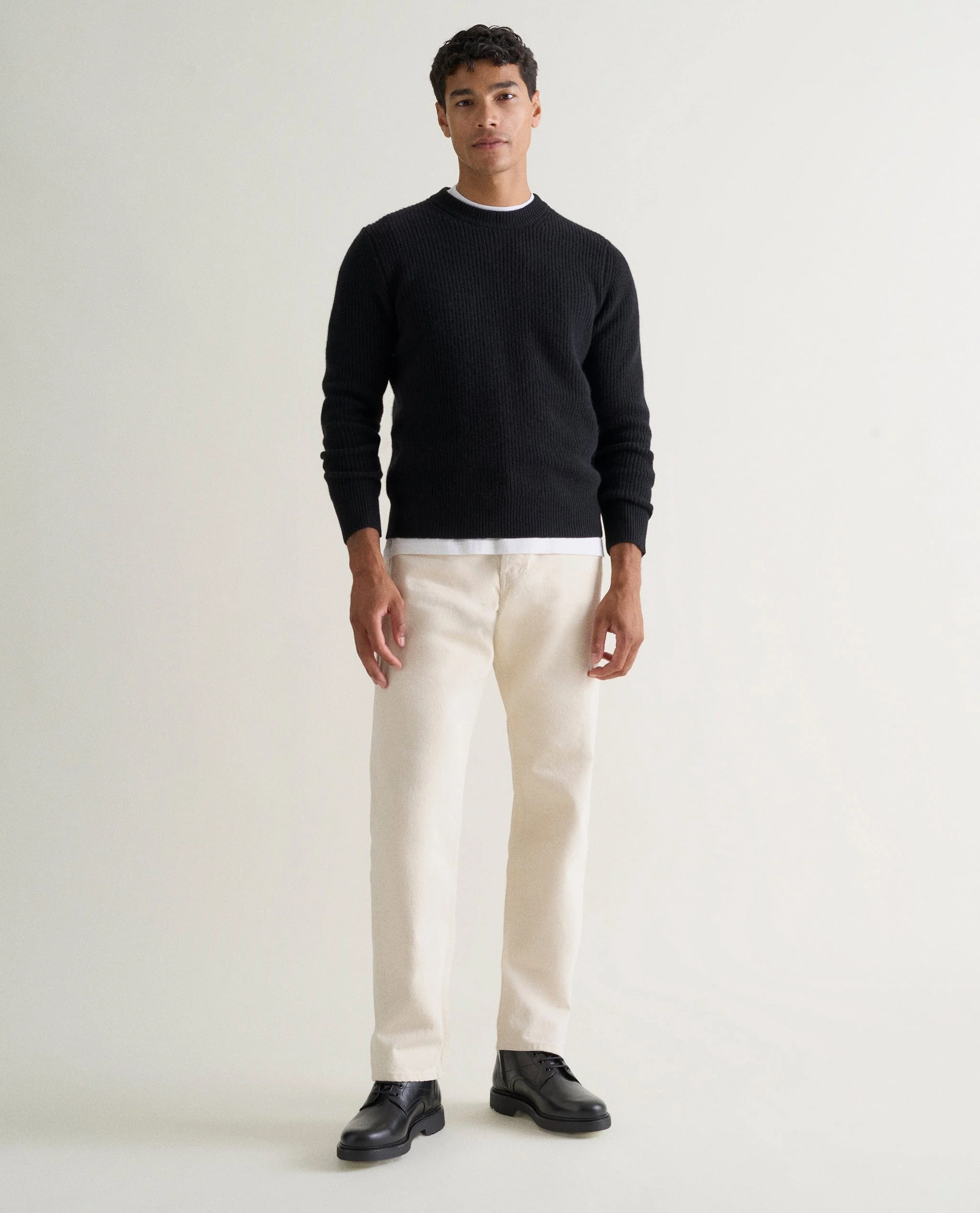 Men's Cashmere Merino Fishermans Rib Crew Neck Jumper - Image 18
