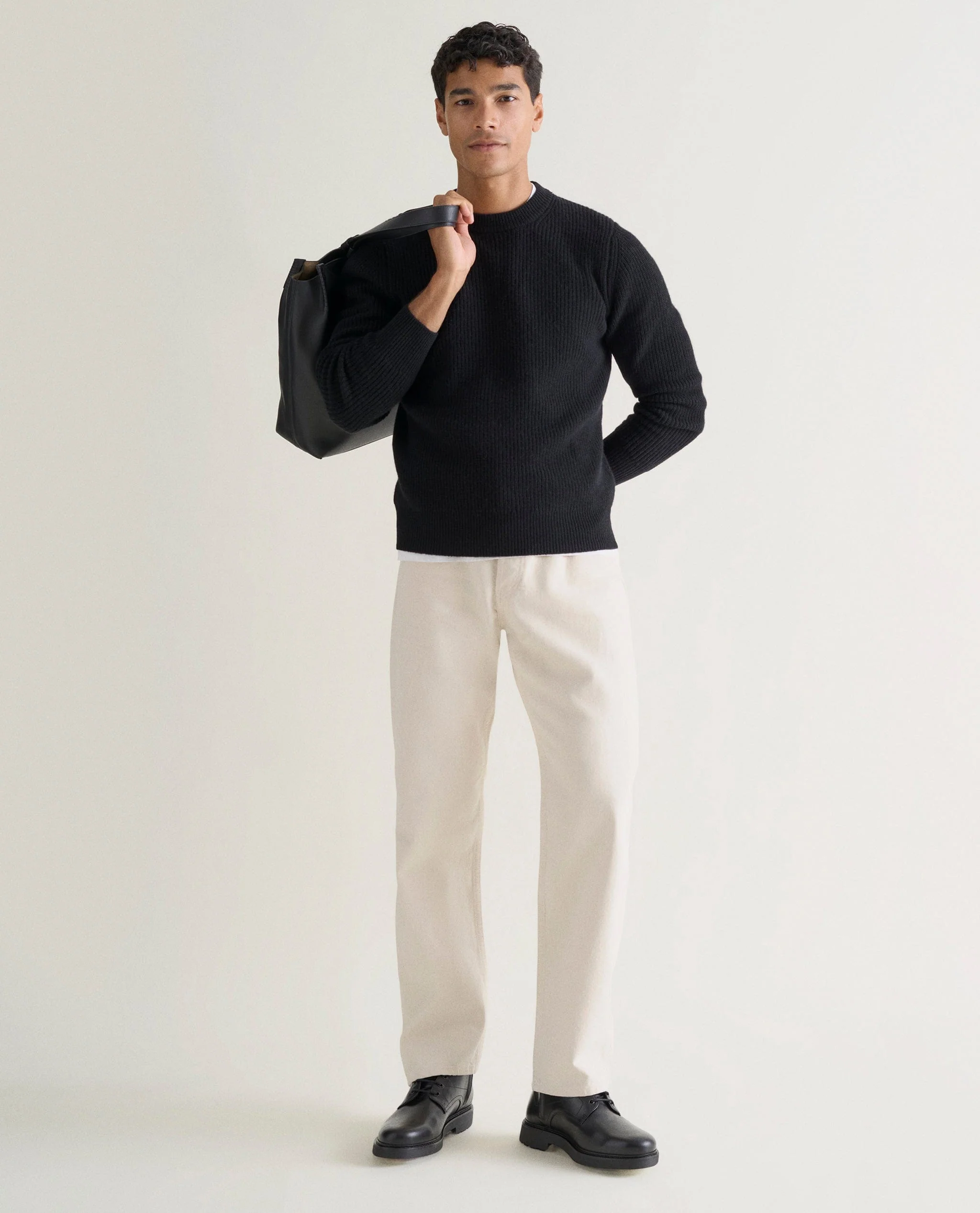 Men's Cashmere Merino Fishermans Rib Crew Neck Jumper - Image 19