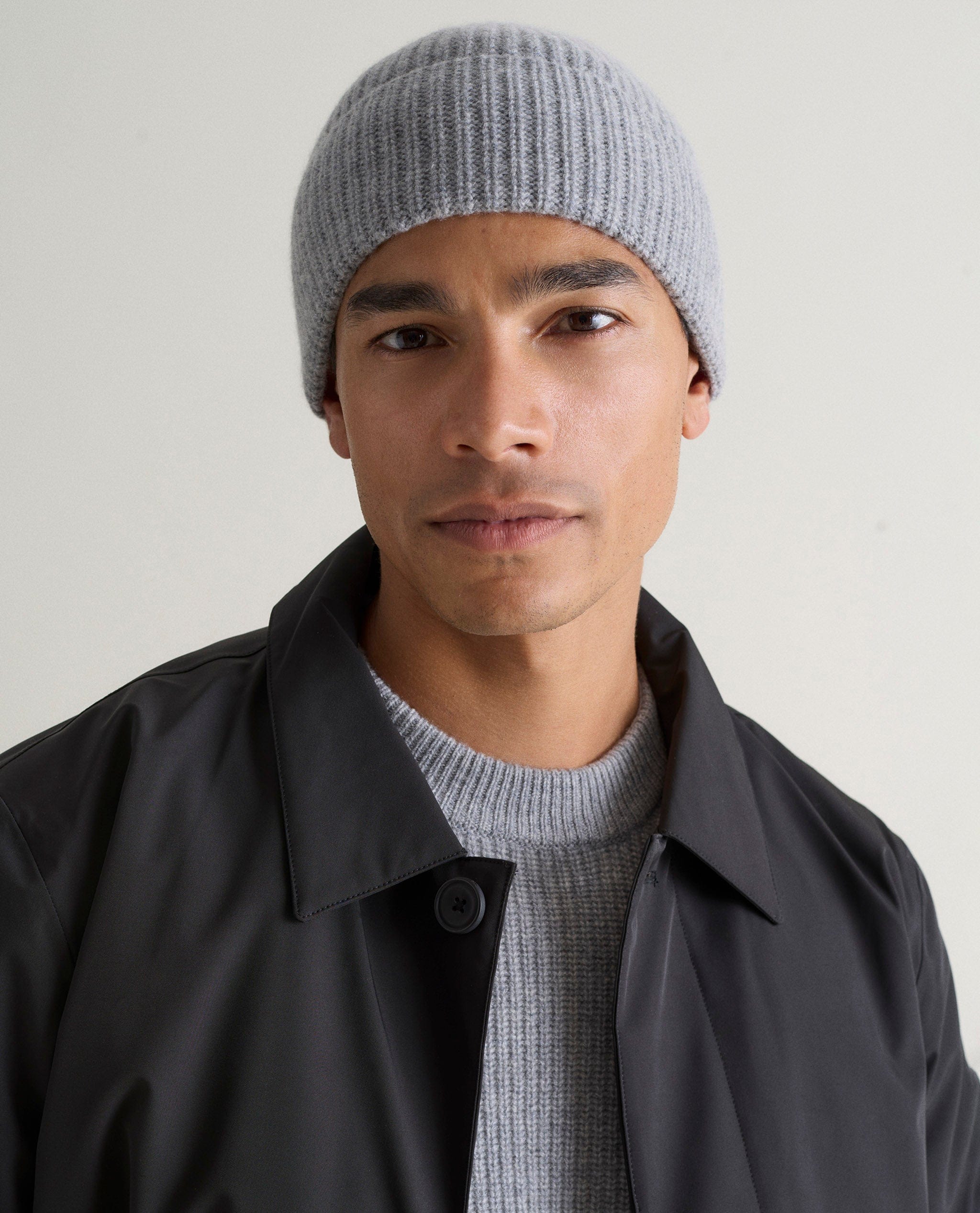Men's Cashmere Merino Ribbed Knit Beanie