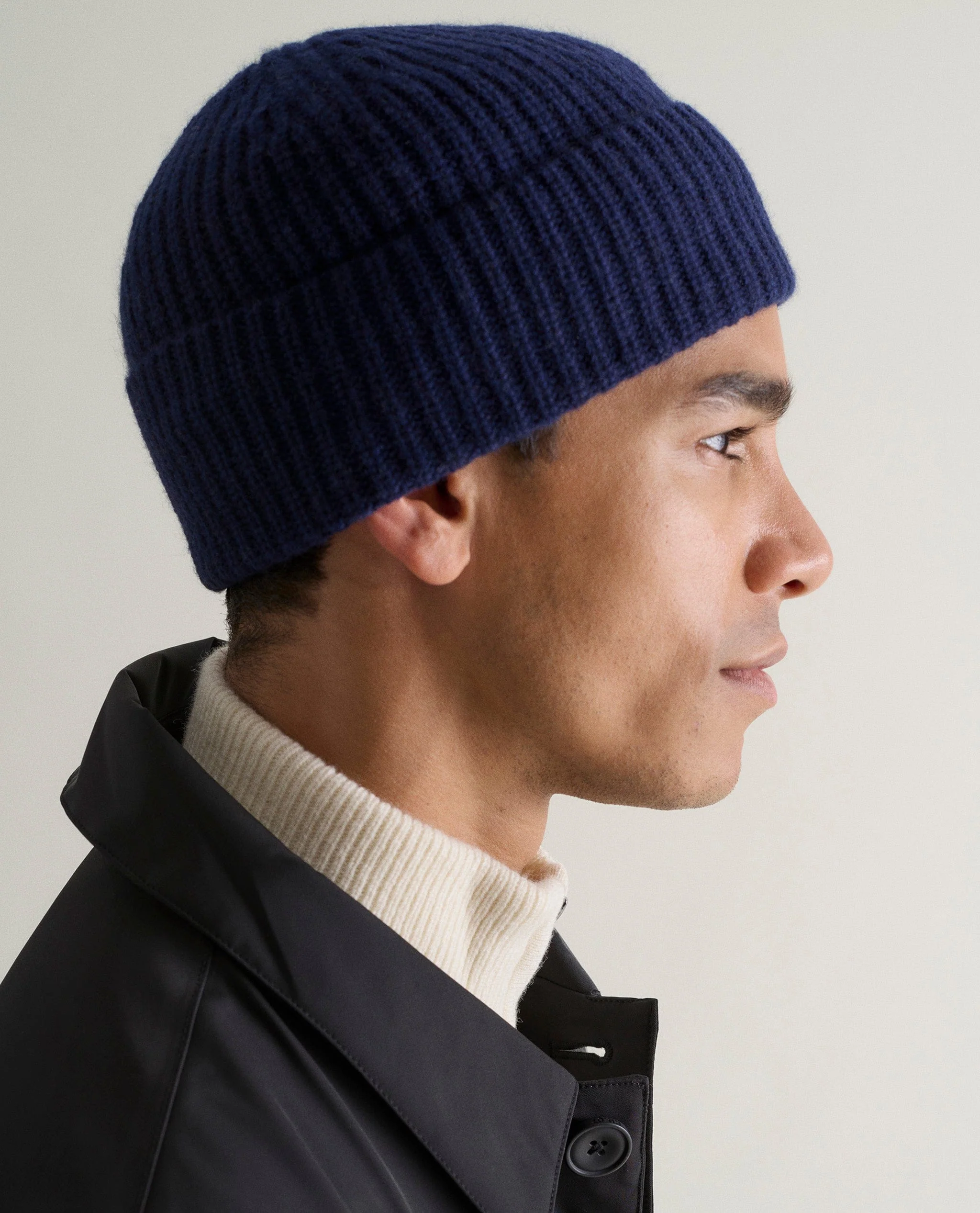 Men's Cashmere Merino Ribbed Knit Beanie - Image 16
