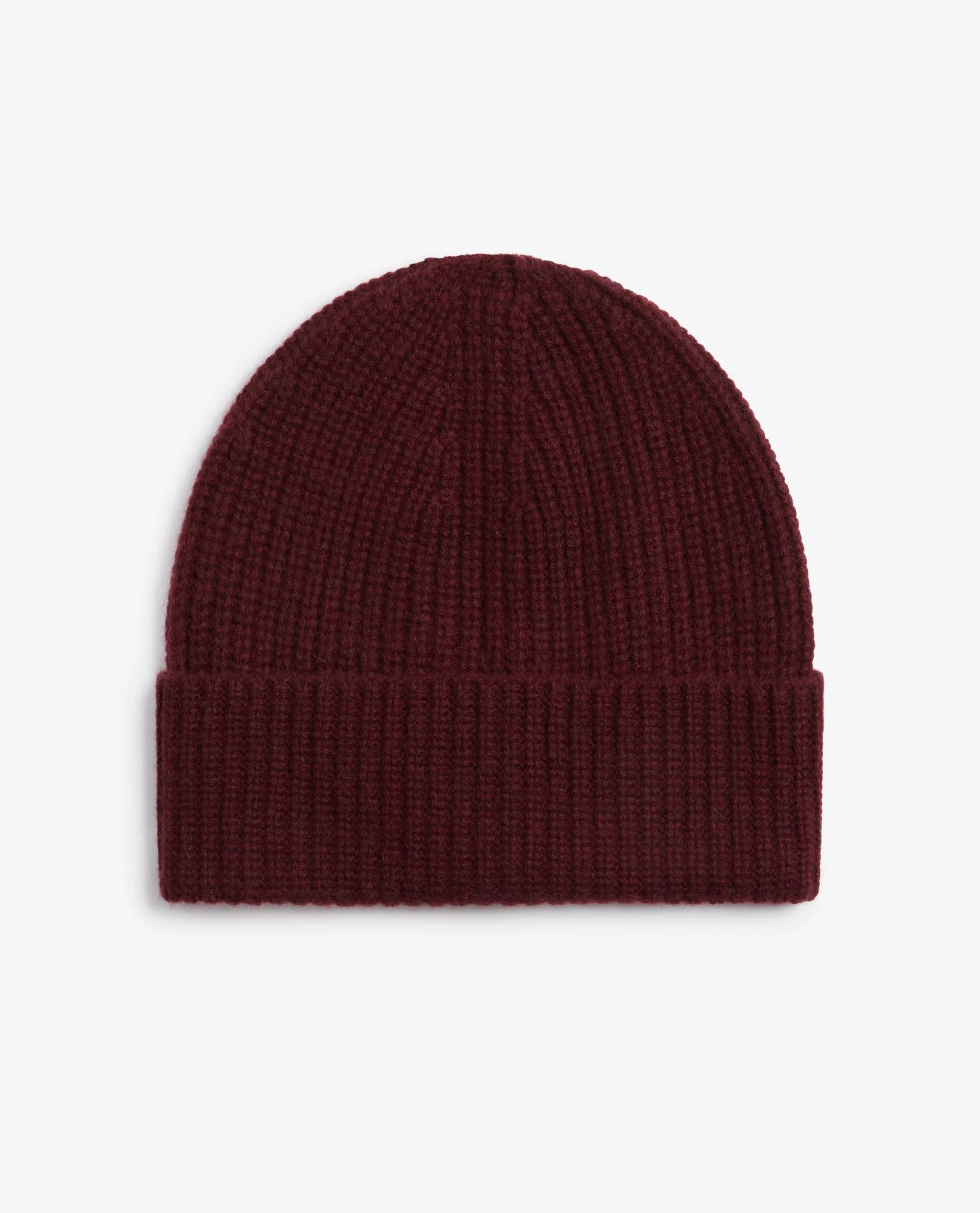 Men's Cashmere Merino Ribbed Knit Beanie - Oxblood - Image 2