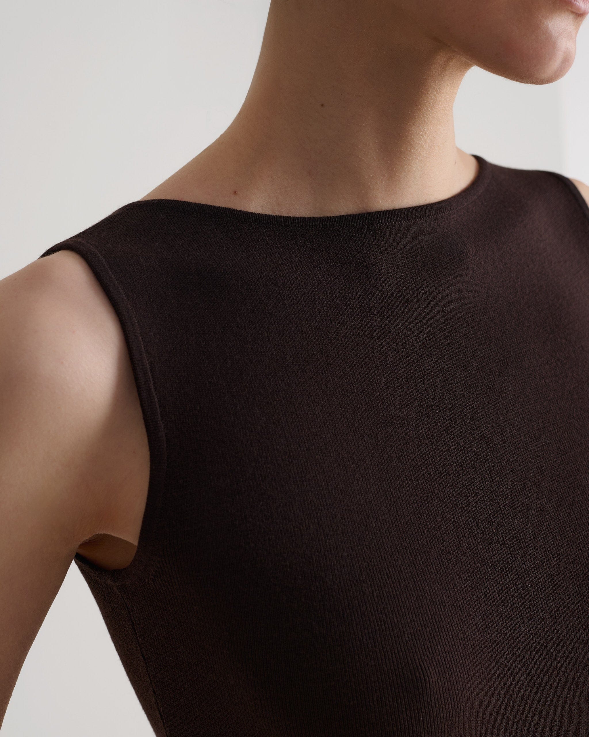 Women's Merino Wool Straight Neck Vest - Umber - Image 6