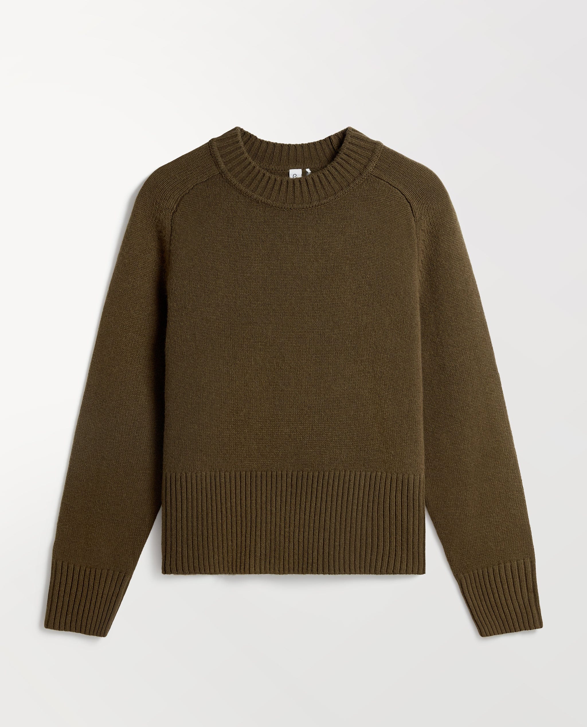 Women's Cashmere Merino Saddle Sleeve Crew Neck Jumper - Military Green - Image 2