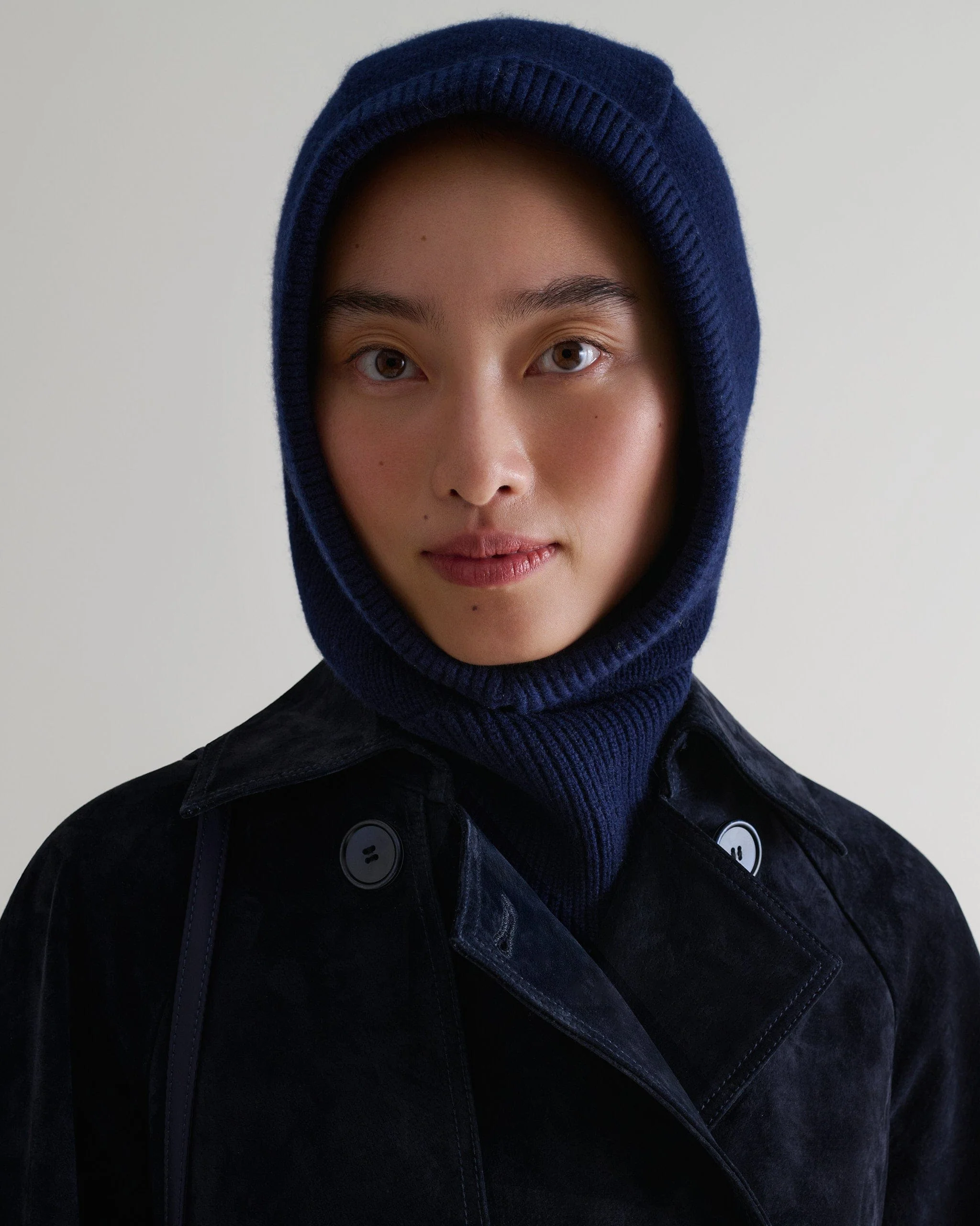 Women's Cashmere Merino Knitted Hood - Navy