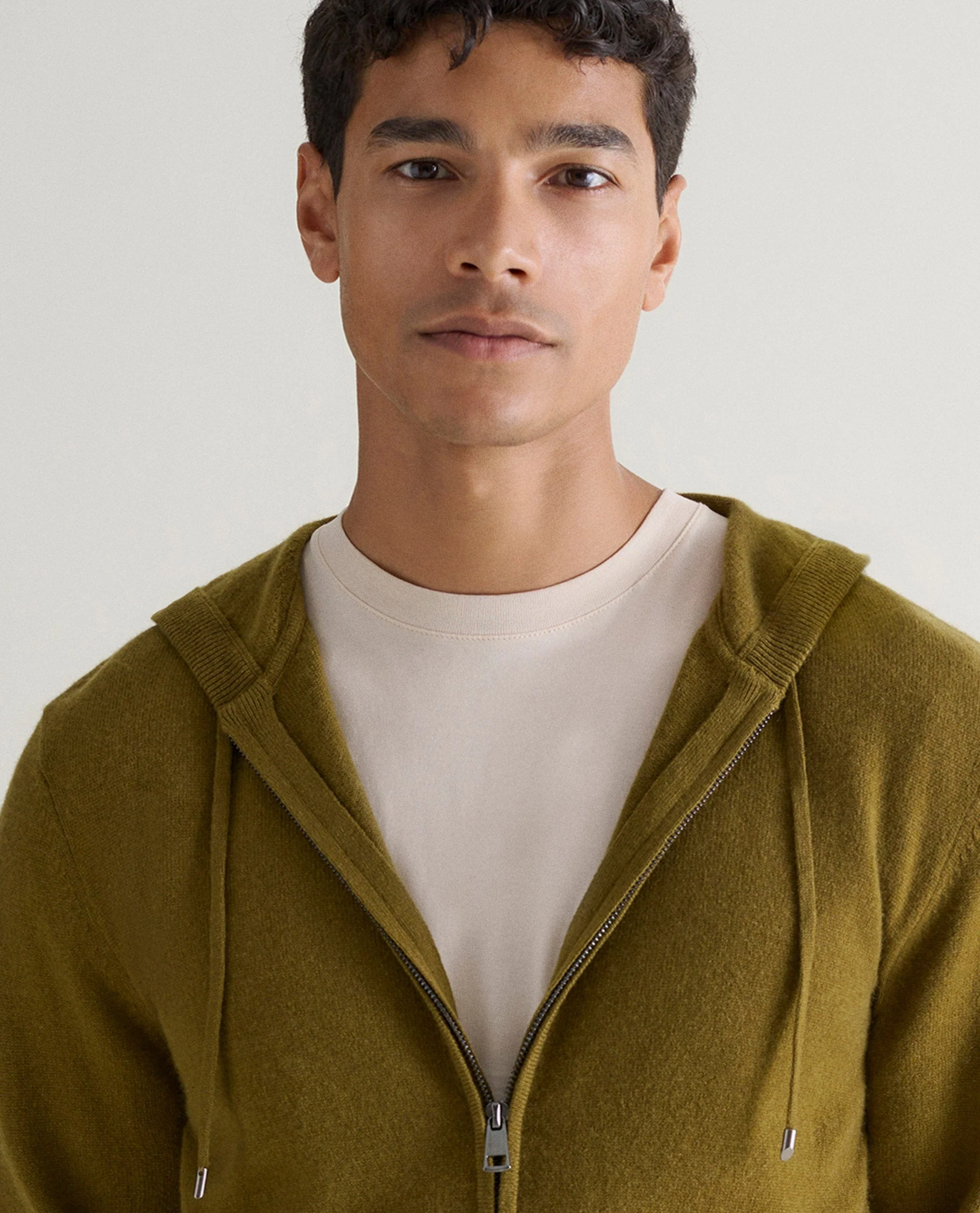 Men's Finest Cashmere Full Zip Hoodie - Olive - Image 4