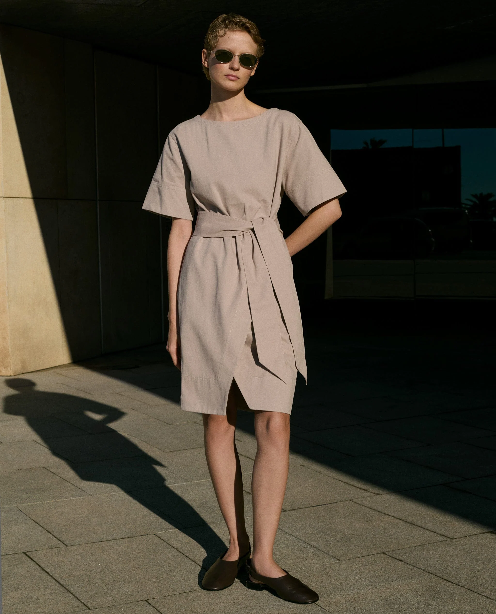 Women's Organic Denim Belted Dress - Ash - Image 5