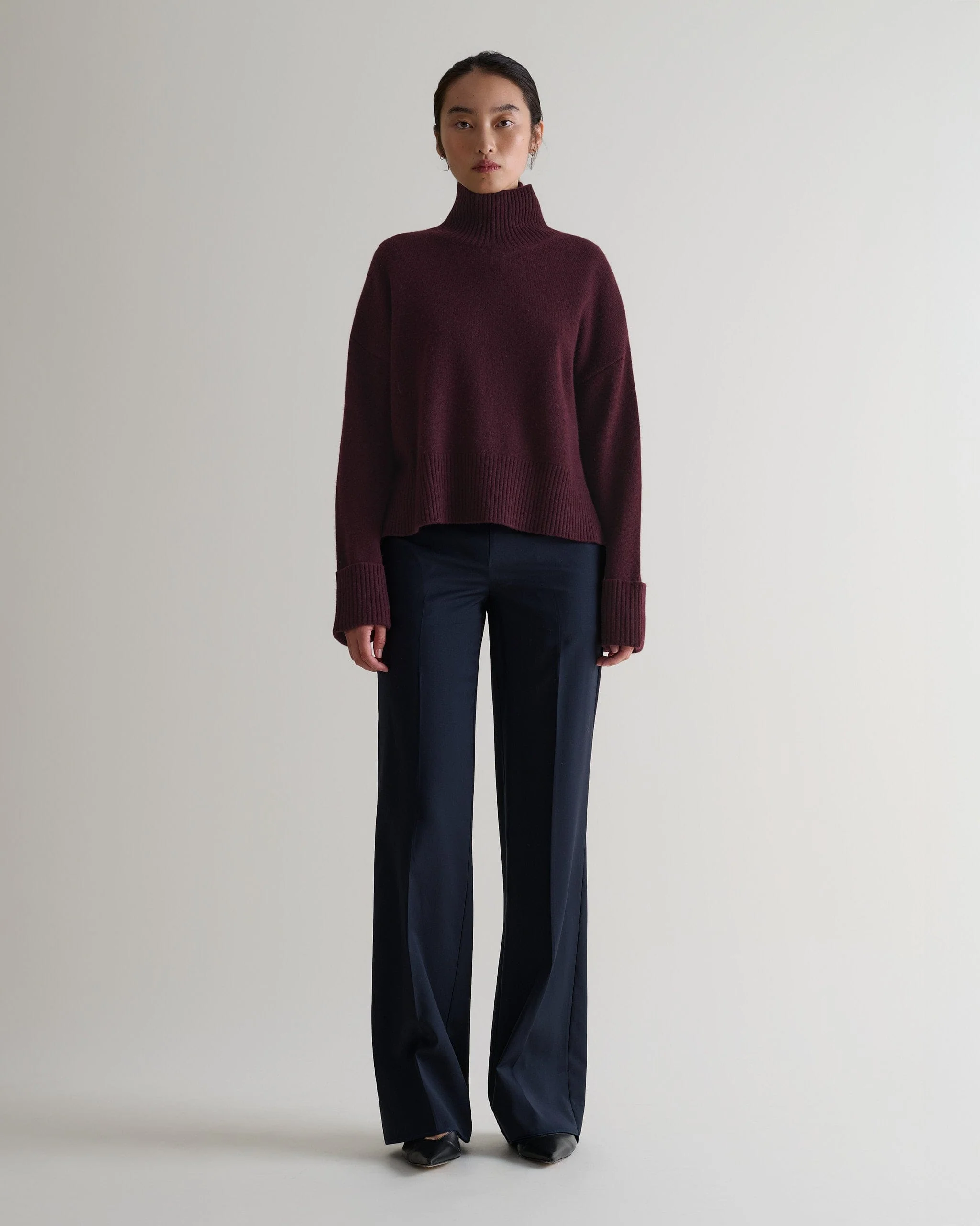 Women's Cashmere Merino High Neck Jumper - Oxblood - Image 3