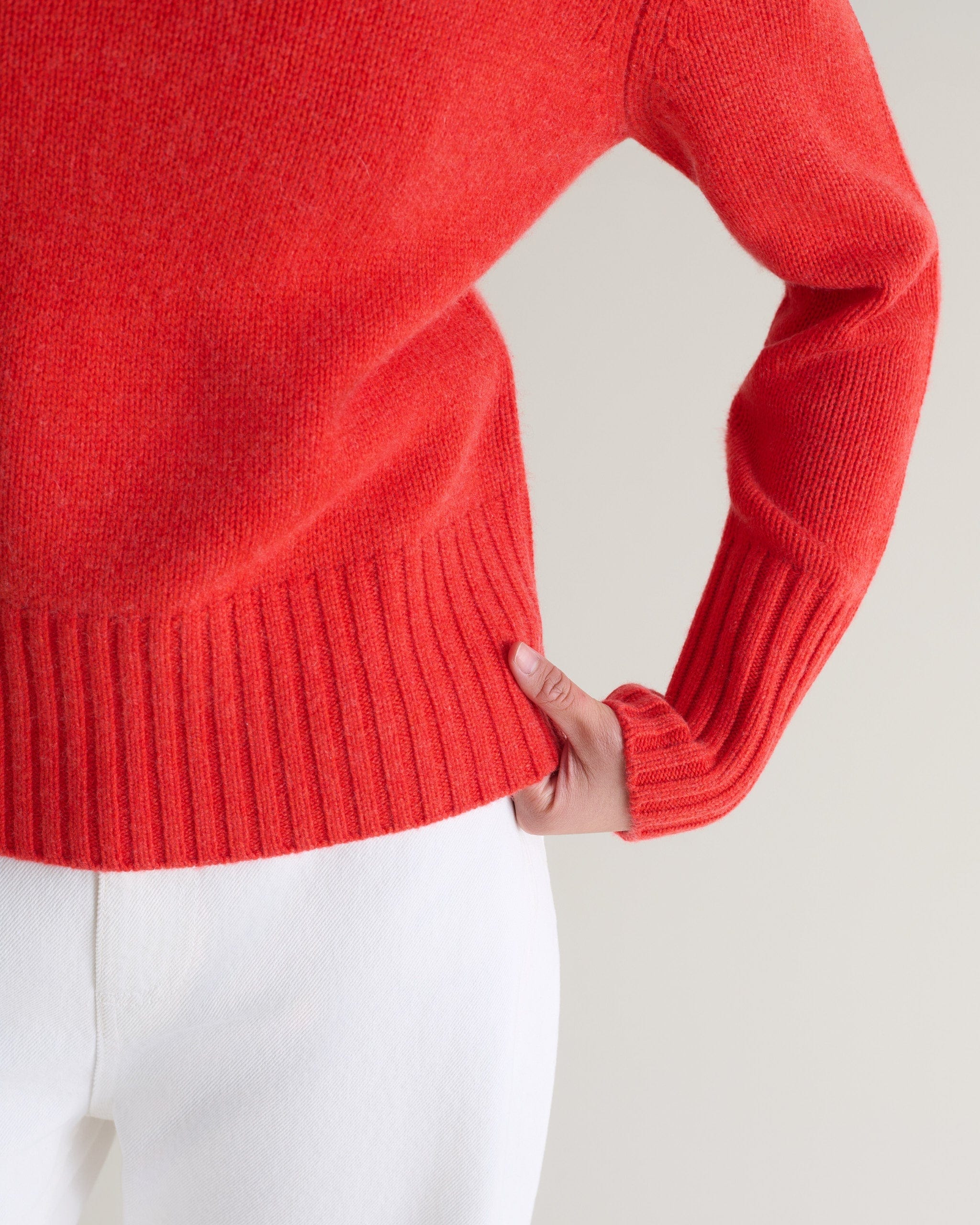 Women's Cashmere Merino V Neck Jumper - Poppy - Image 6
