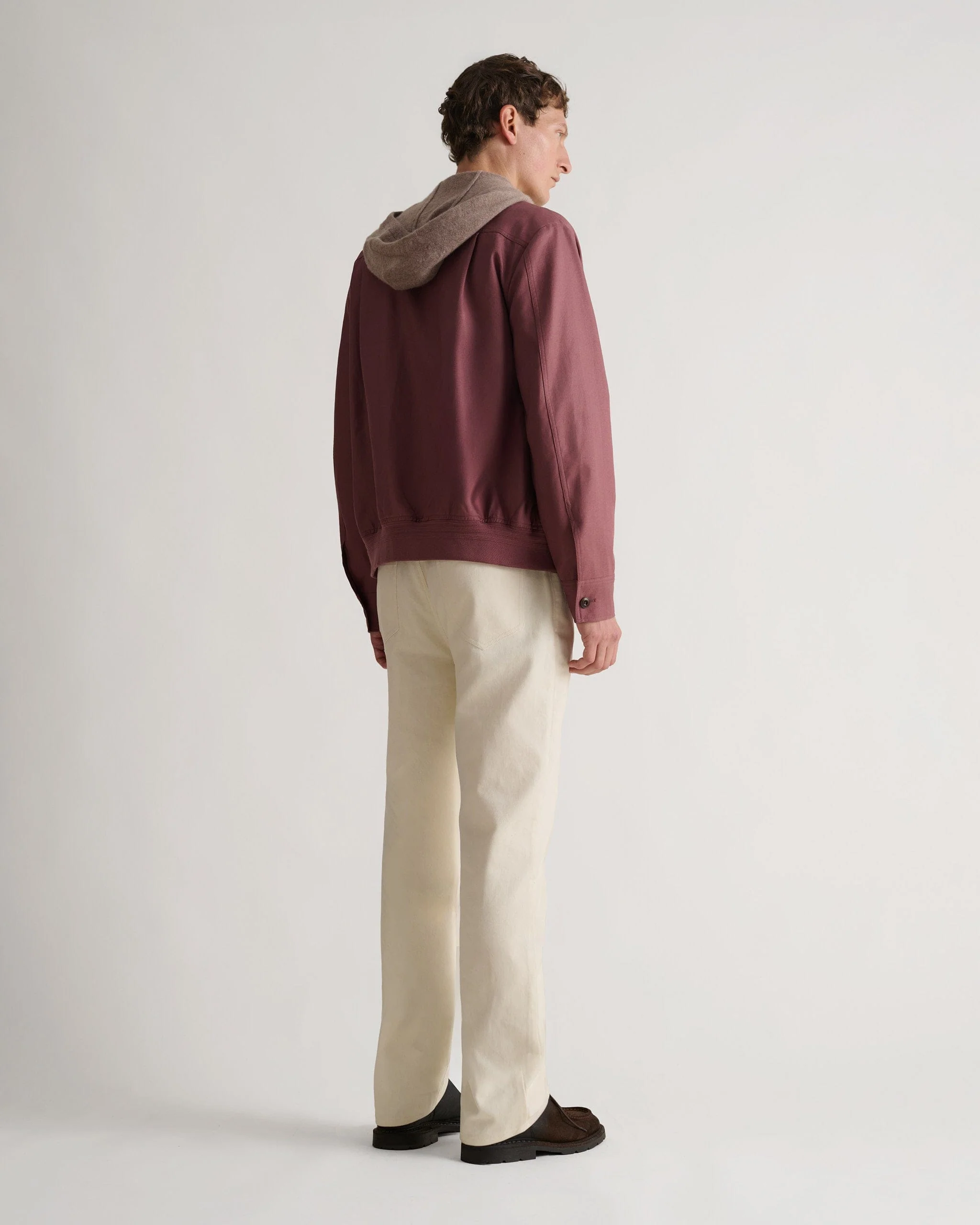 Men's French Linen Bomber Jacket - Smoky Lilac - Image 3