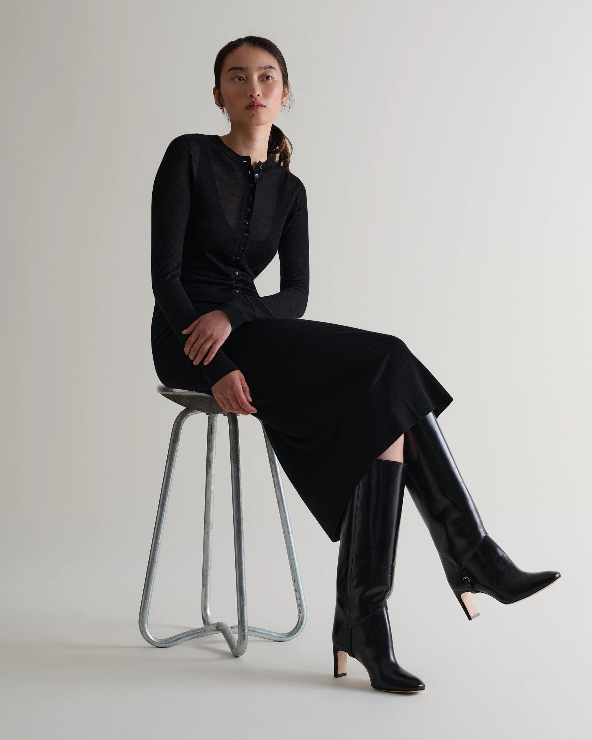 Women's TENCEL™ Cashmere Double Layered Button Dress - Image 4