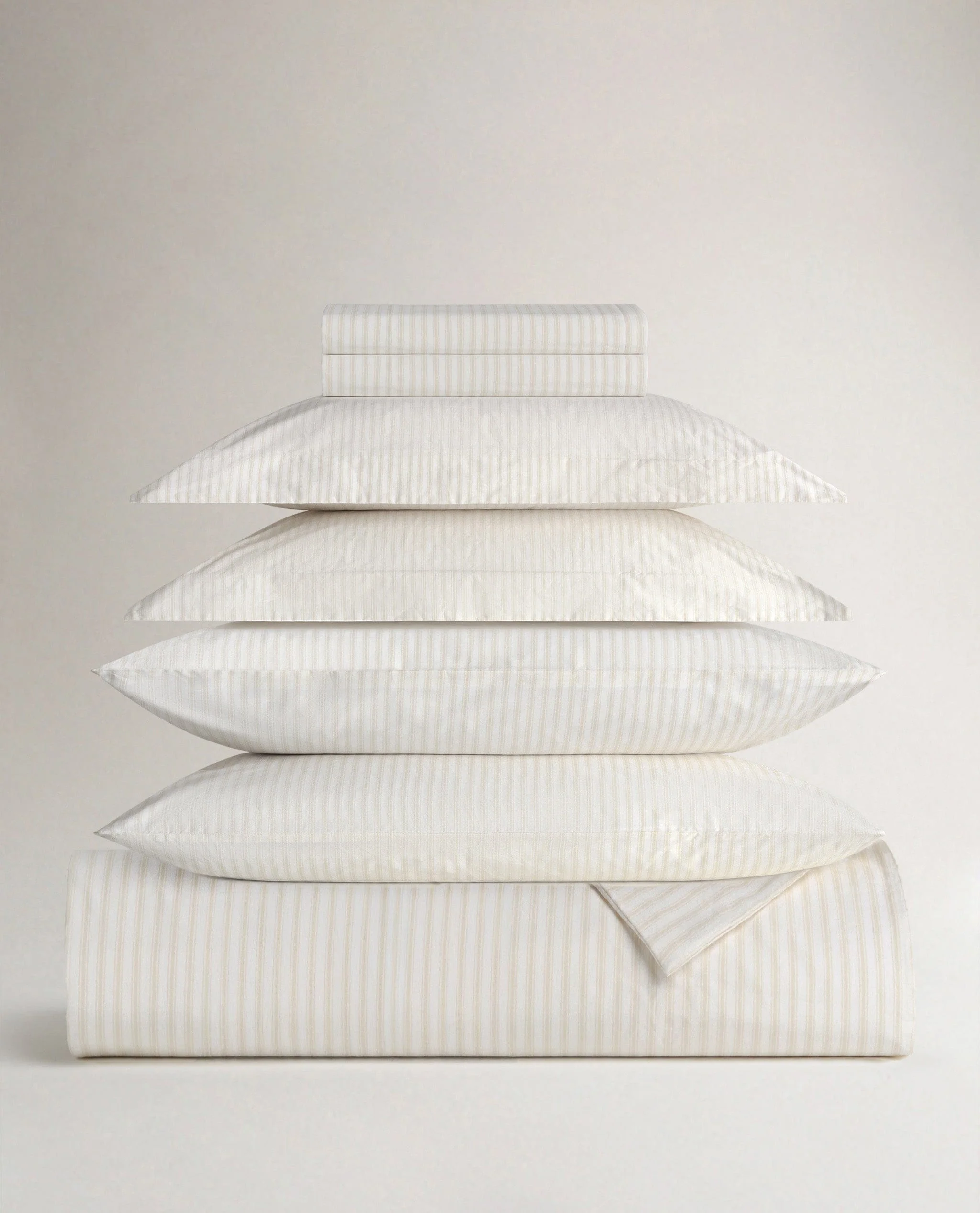 The Crisp & Cool Organic Deluxe Bundle - Buttermilk Ticking Stripe - Double