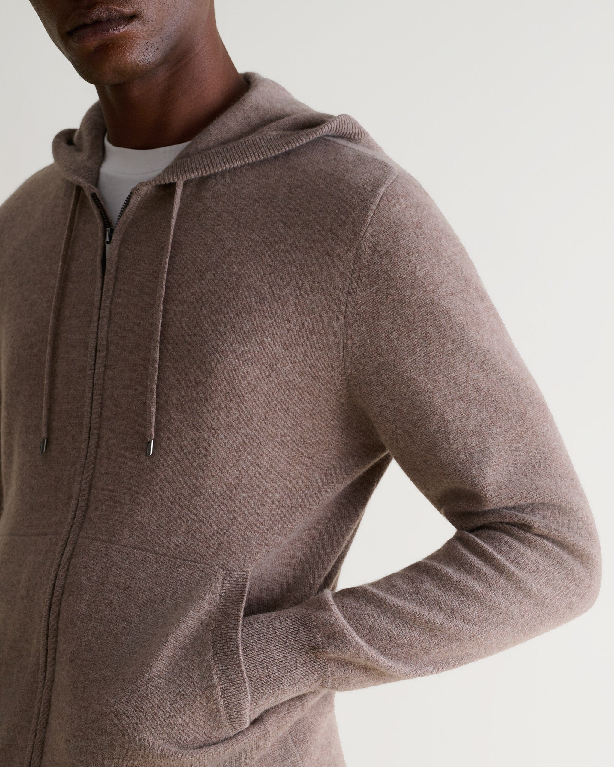 Men's Finest Cashmere Full Zip Hoodie - Toast - Image 3