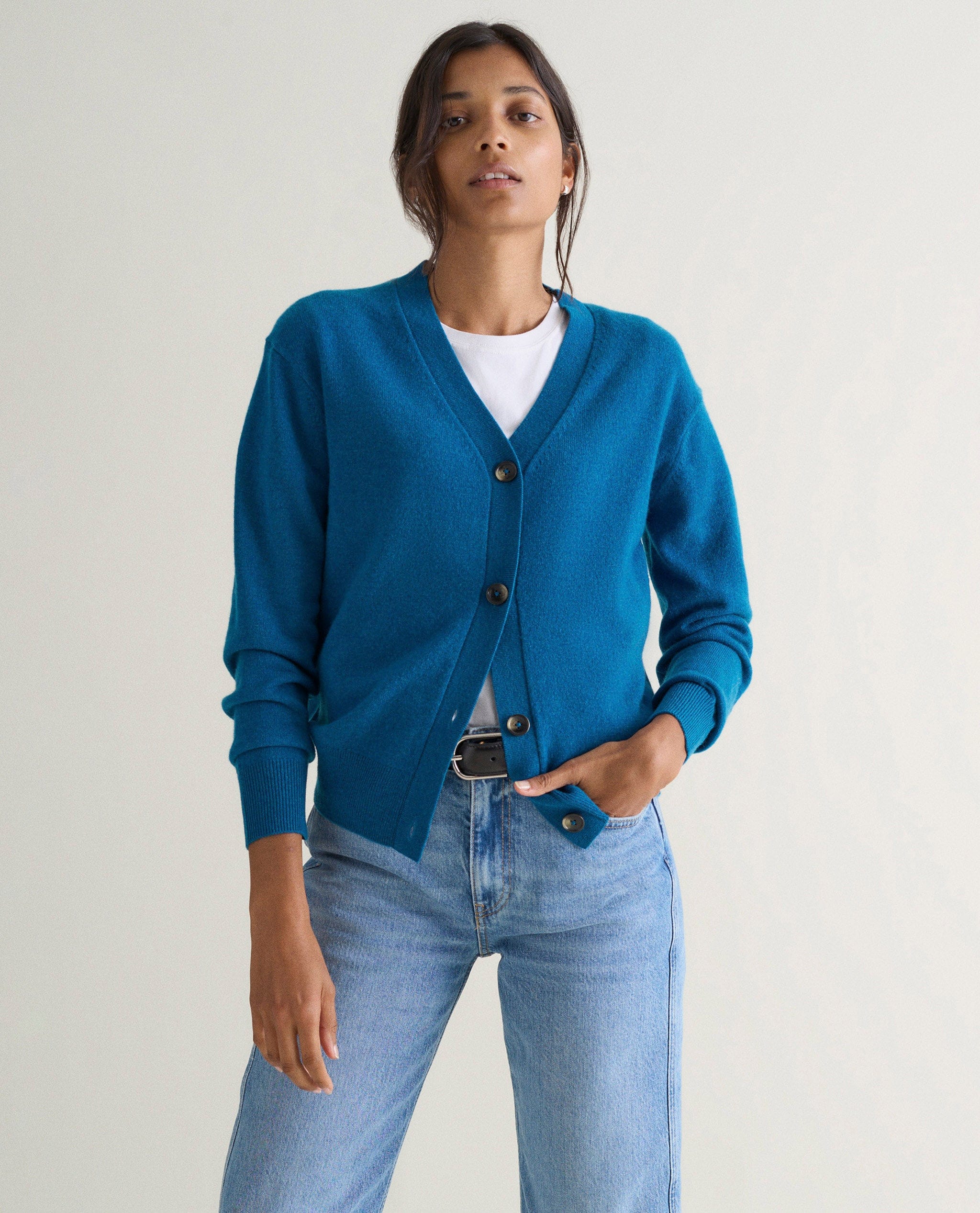 Women's Finest Cashmere Knitted V Neck Cardigan - Image 26