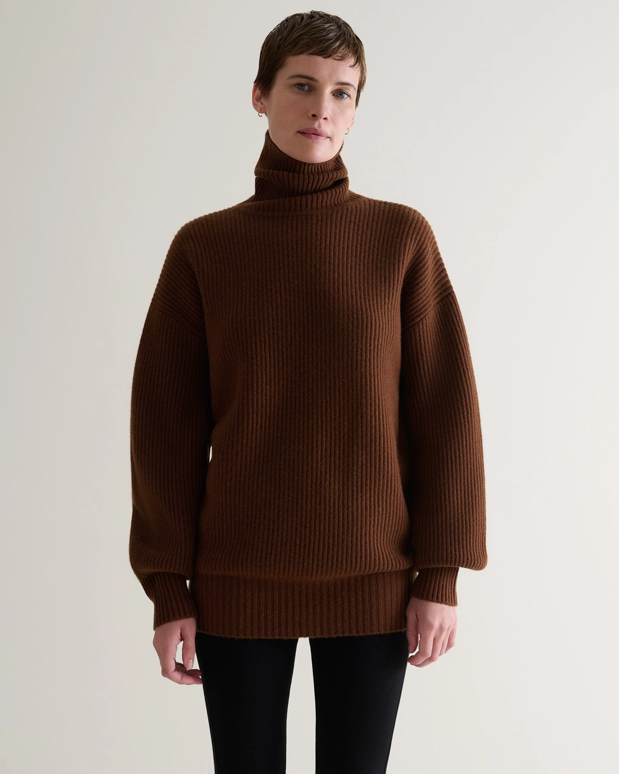 Women's Cashmere Merino Ottoman Ribbed Roll Neck Jumper - Image 4