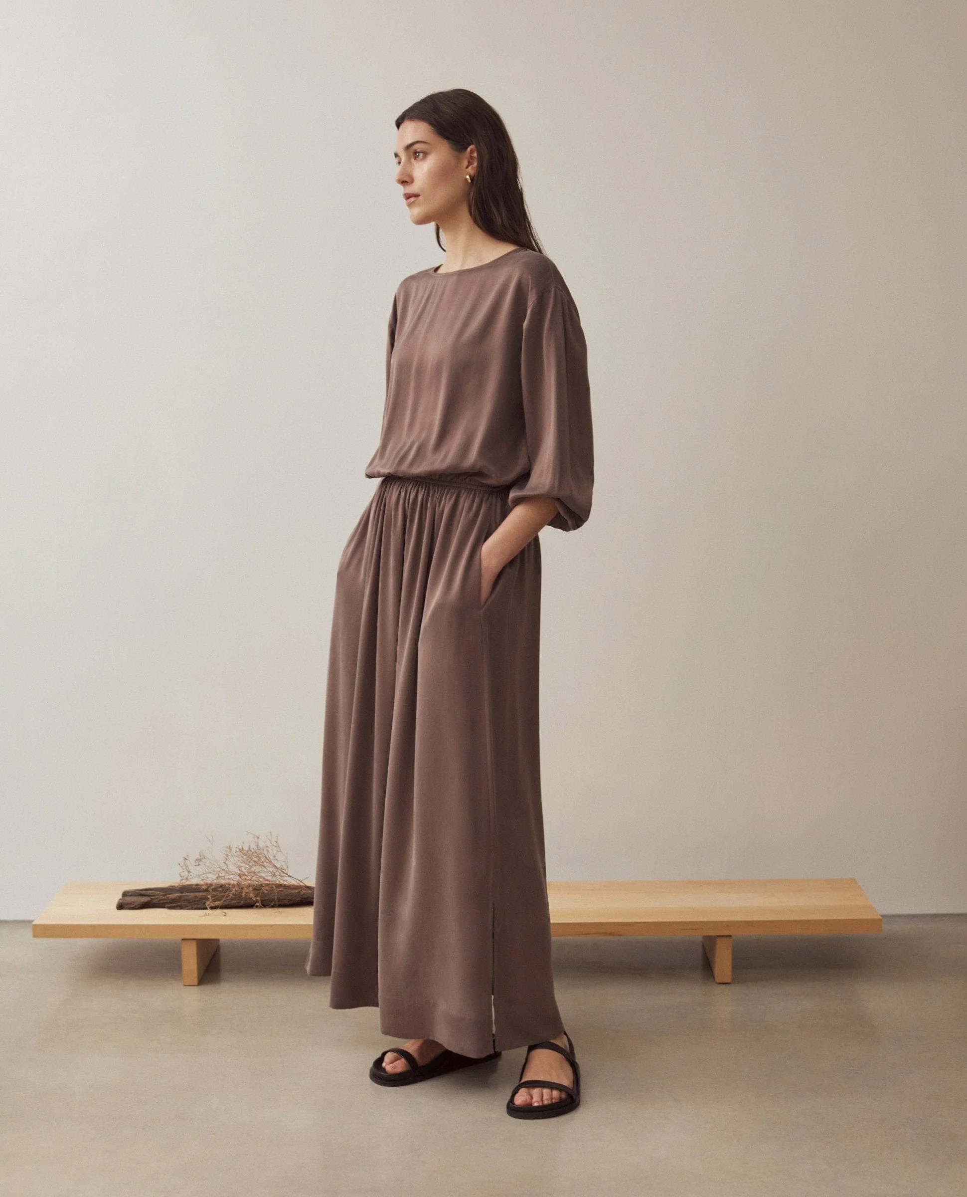 Women's Gathered Waist Easy-Silk Dress - Image 20