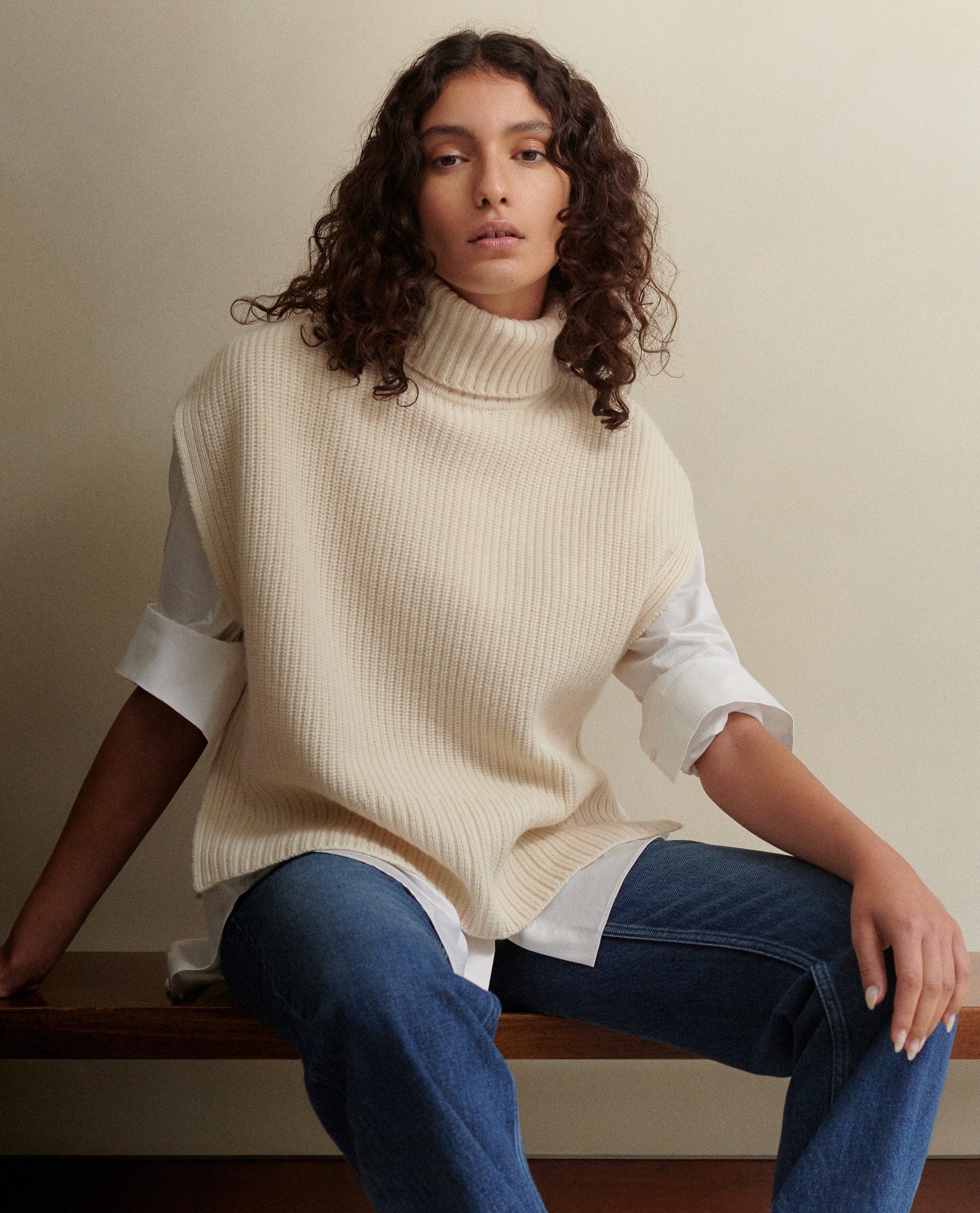 Women's Cashmere Merino Roll Neck Tabard - Image 15