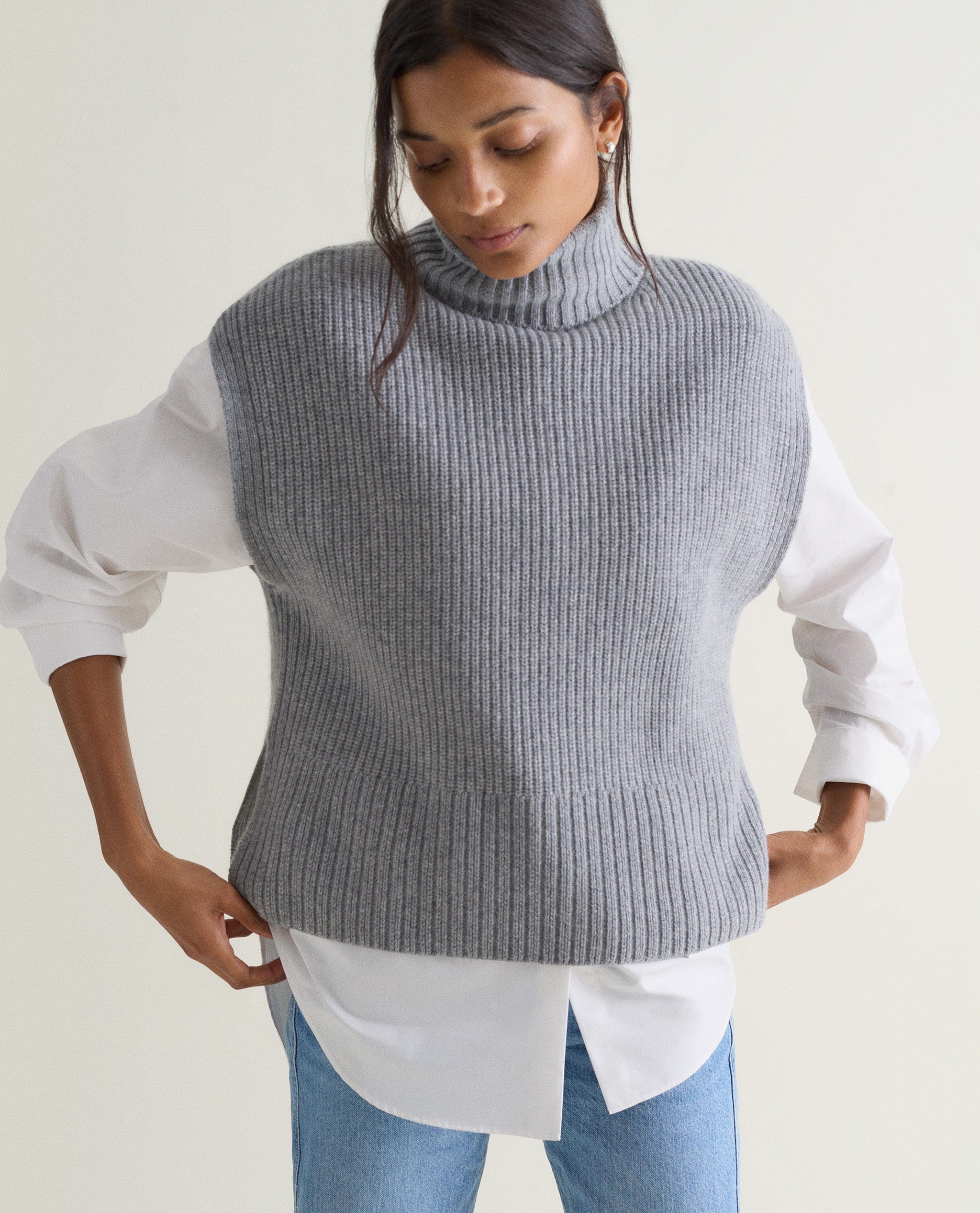 Women's Cashmere Merino Roll Neck Tabard - Image 4