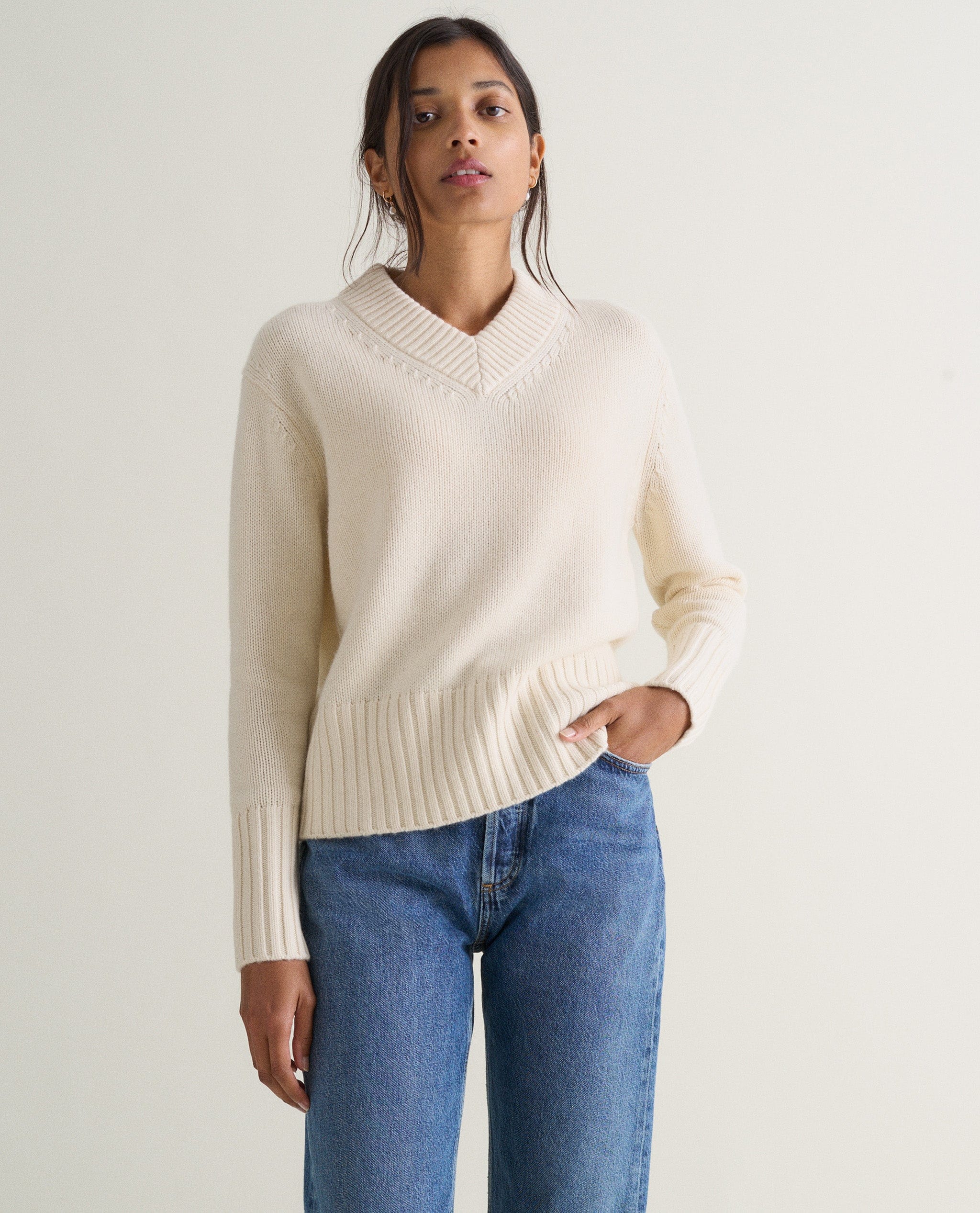 Women's Cashmere Merino V Neck Jumper - Image 15
