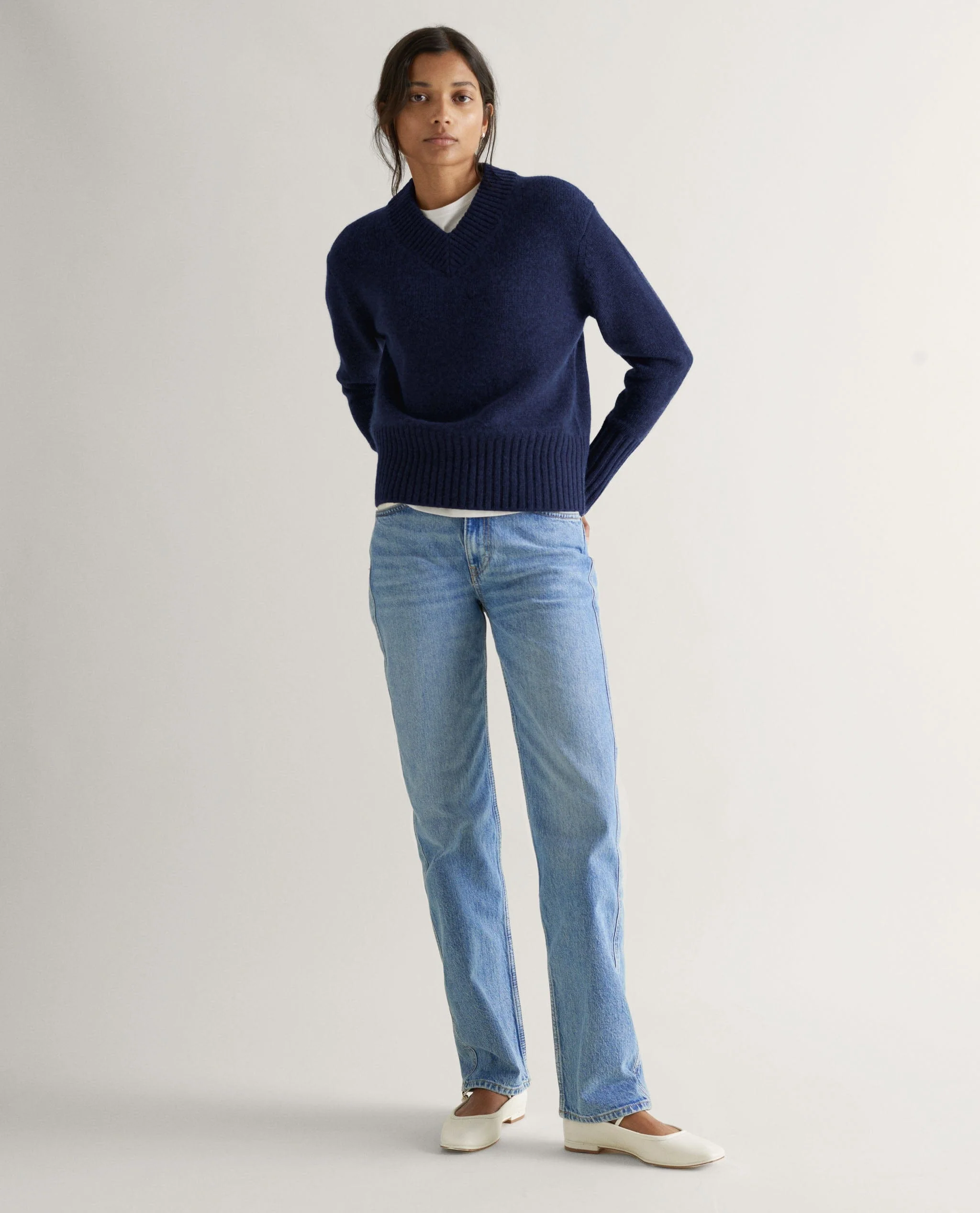 Women's Cashmere Merino V Neck Jumper - Image 6