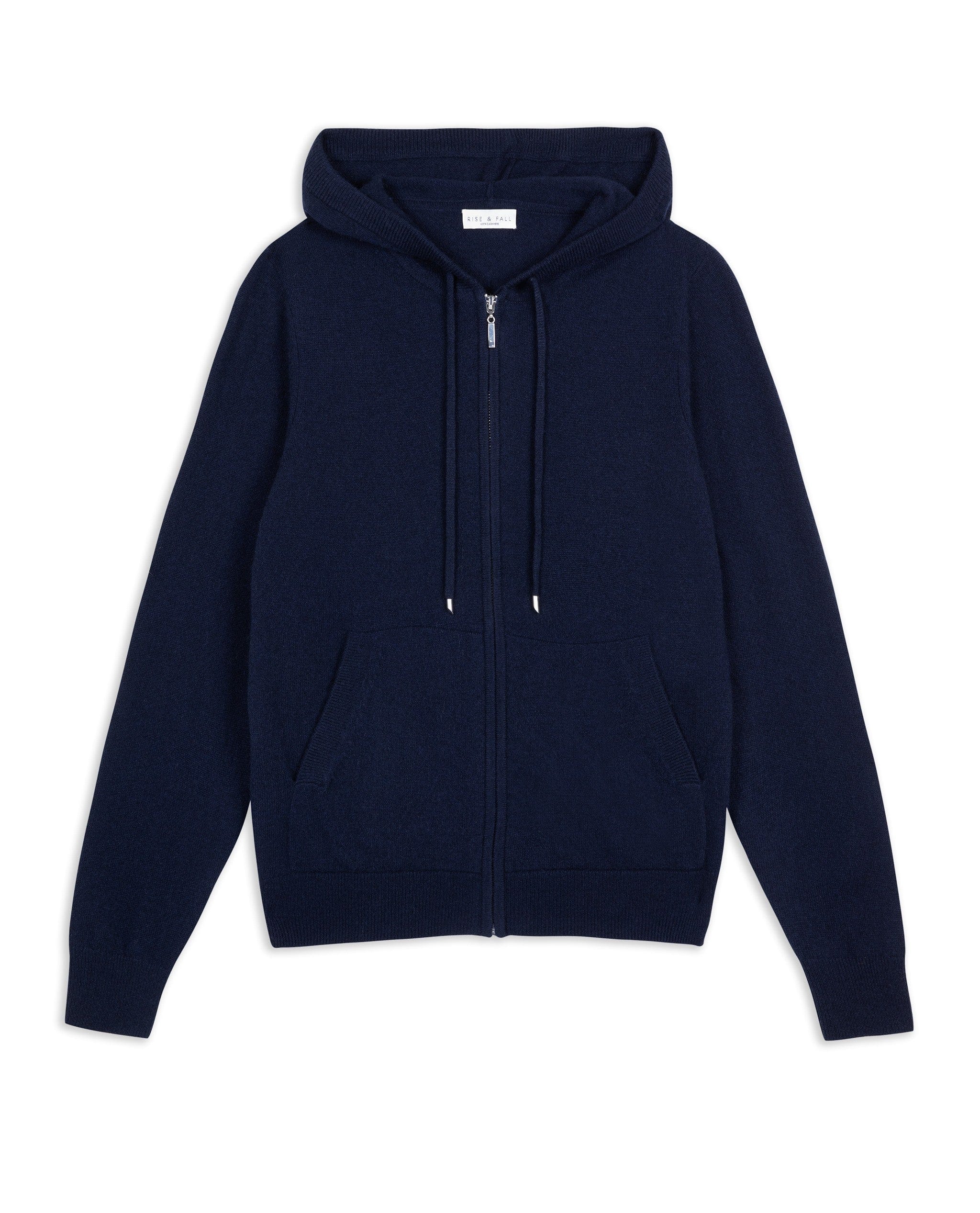Women's Finest Cashmere Full Zip Hoodie - Navy - Image 4