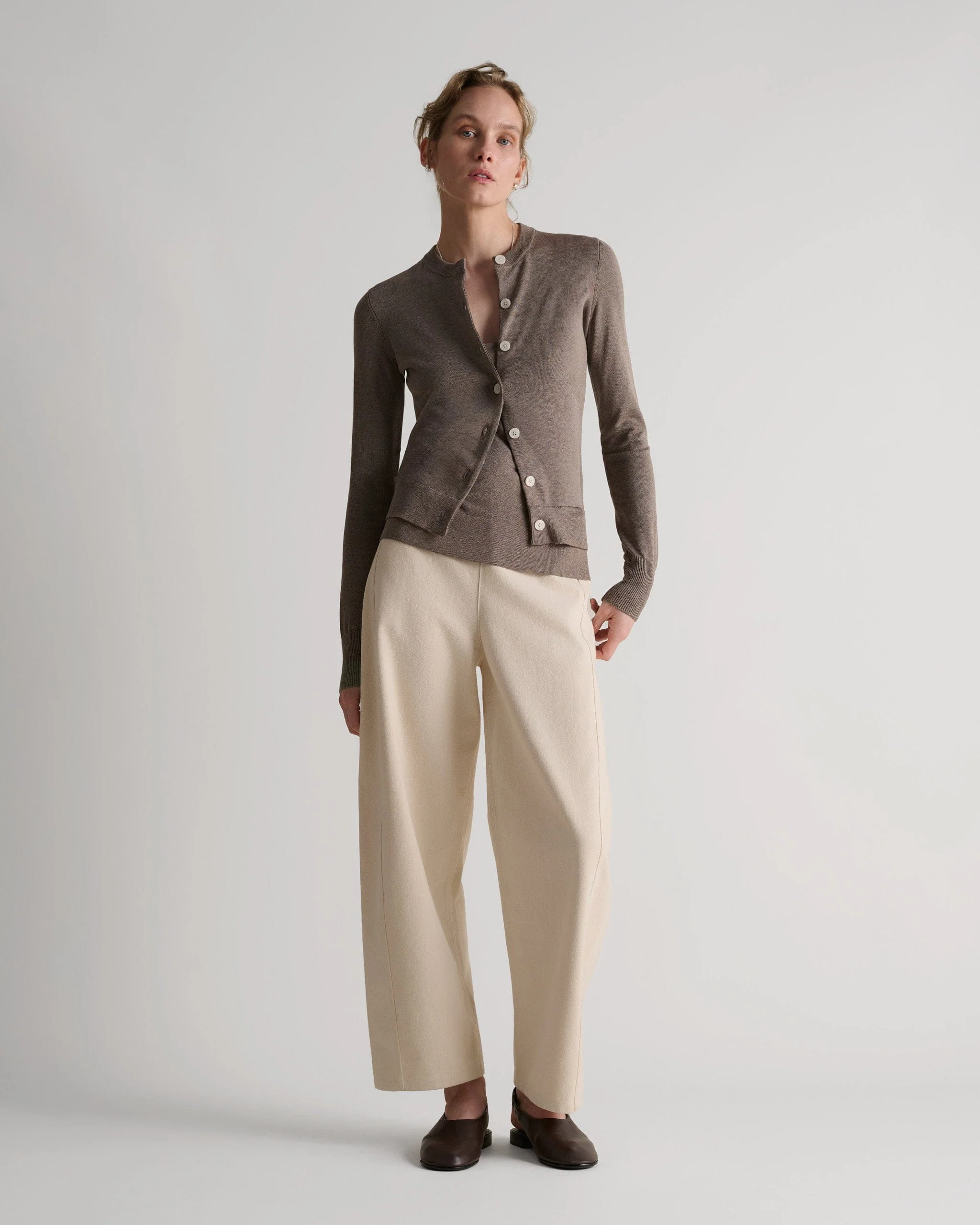 Women's Silk-Cotton Cardigan - Mole