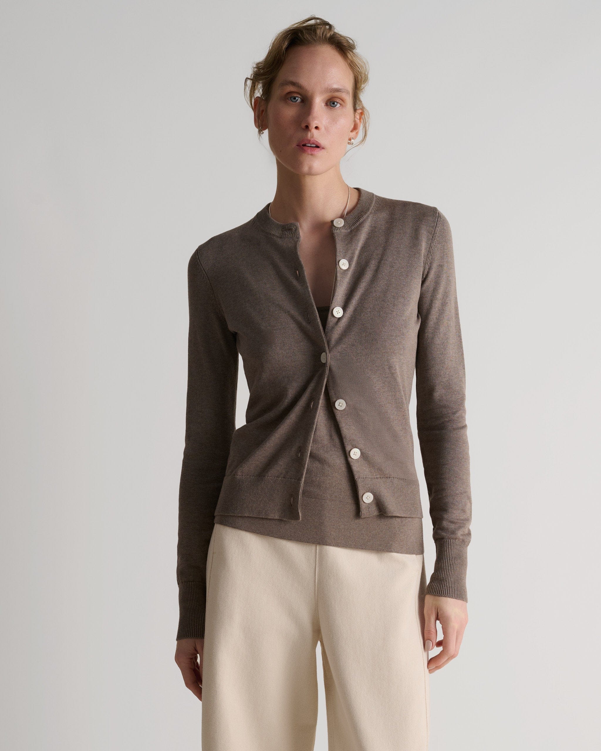 Women's Silk-Cotton Cardigan - Mole - Image 4