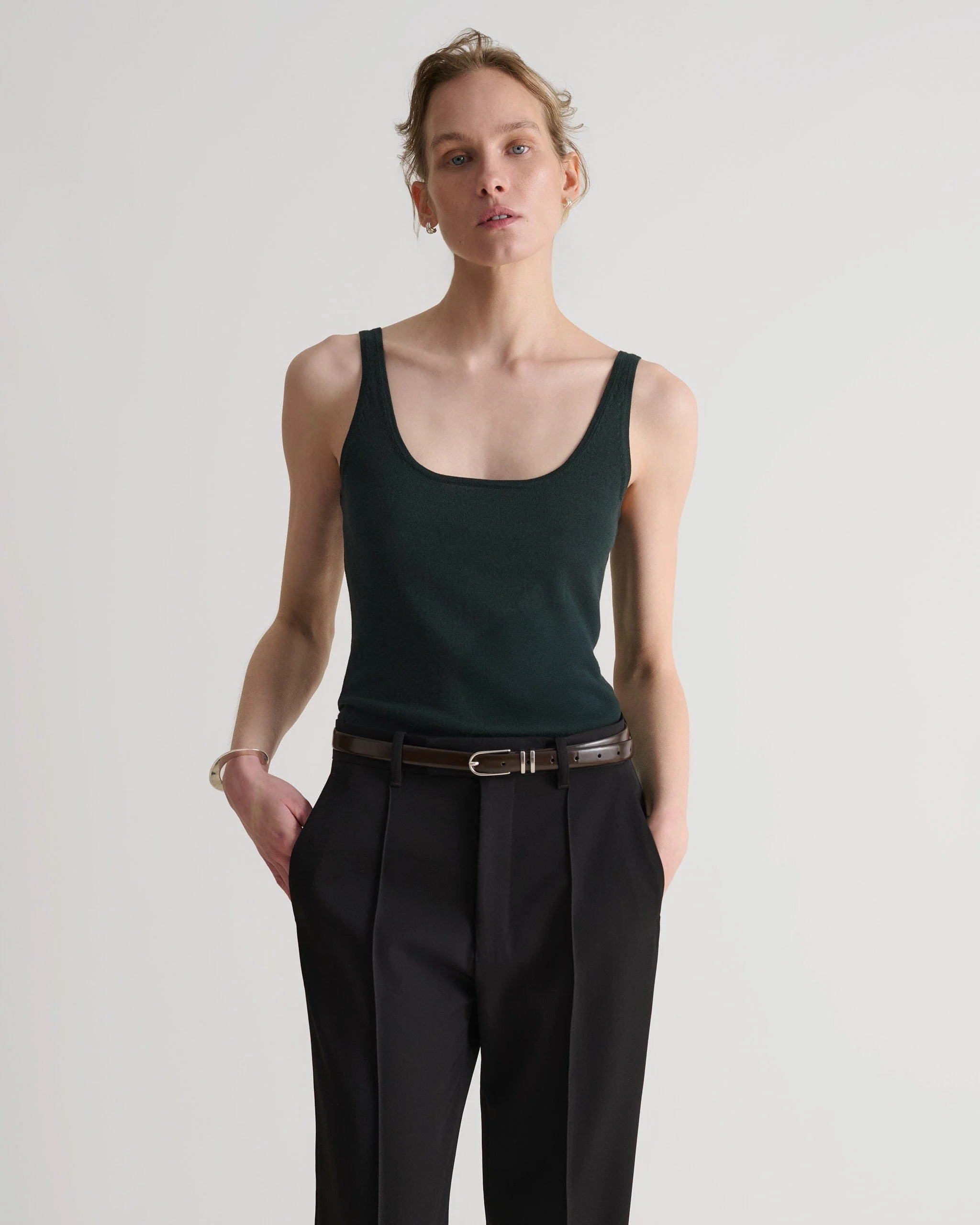 Women's Silk-Cotton Vest - Kelp - Image 5